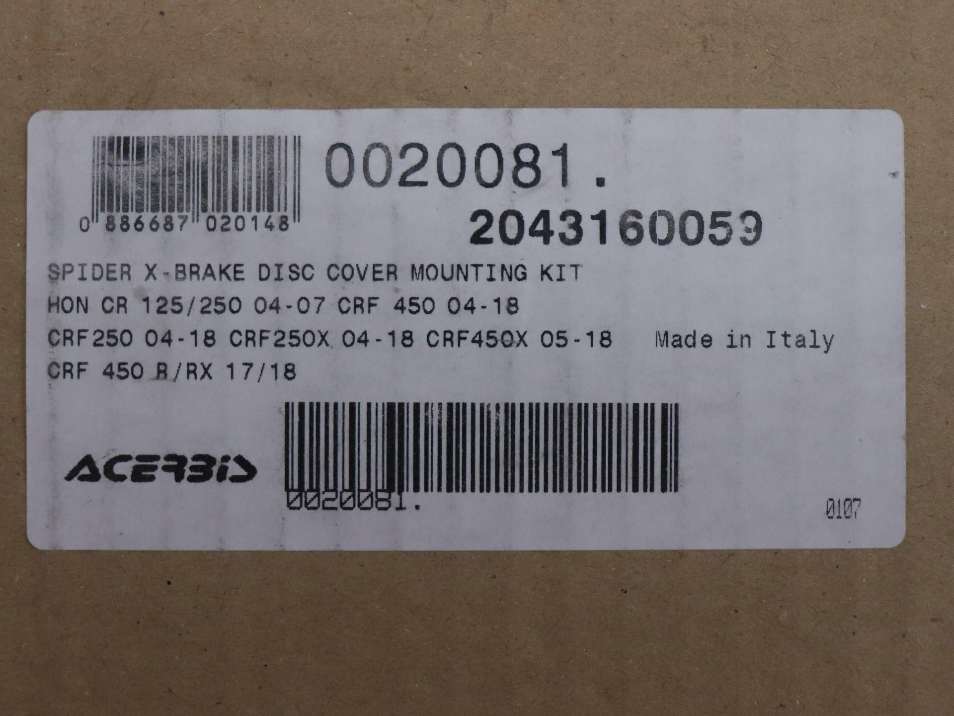 Acerbis Brake Disk Cover Mount Honda CRF250R 04-24 CR125R CR250R 04-07 204316005
