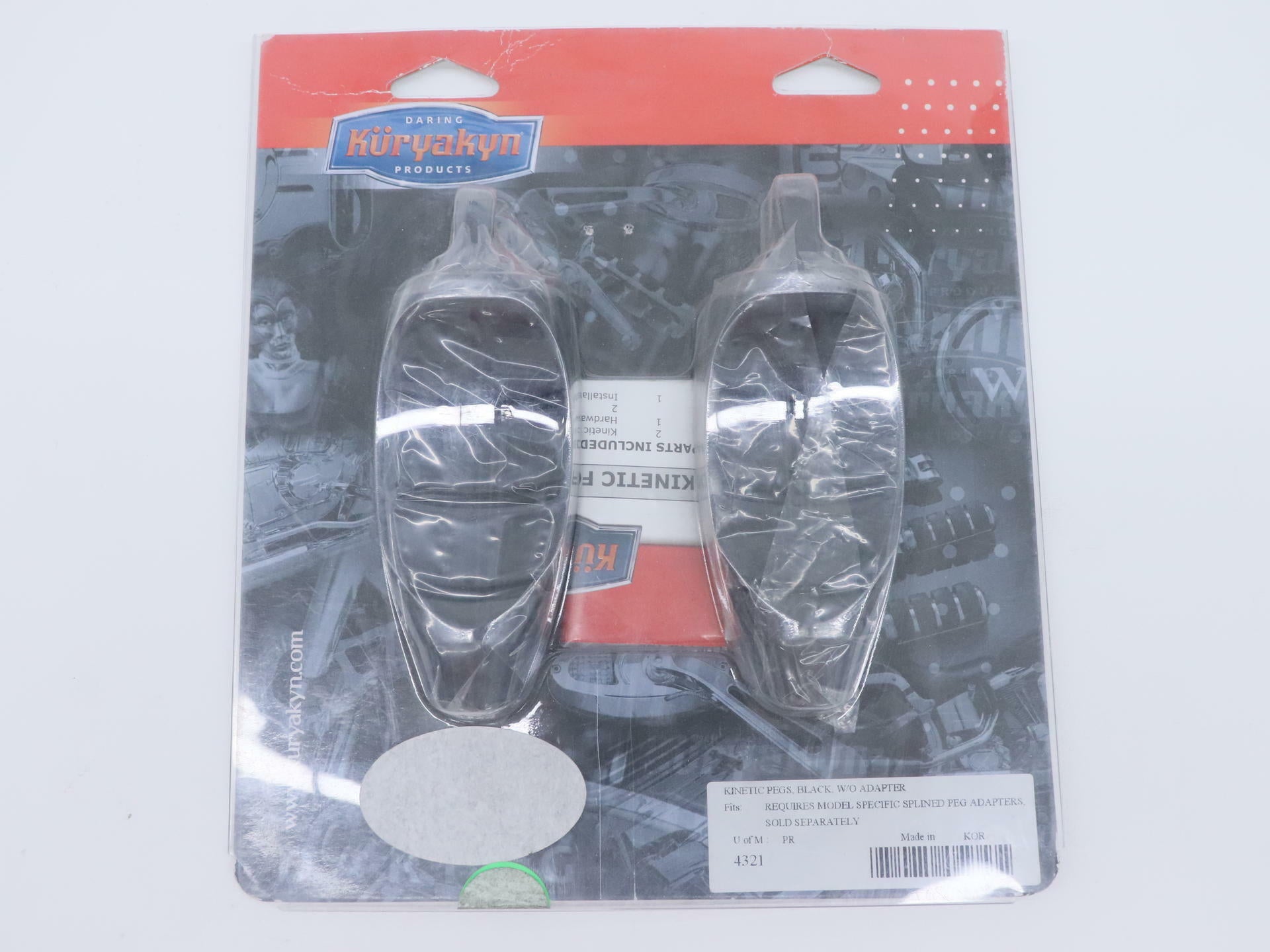 Kuryakyn Kinetic Footpeg Set Black Pegs W/O Adapter 4321 - Open Box