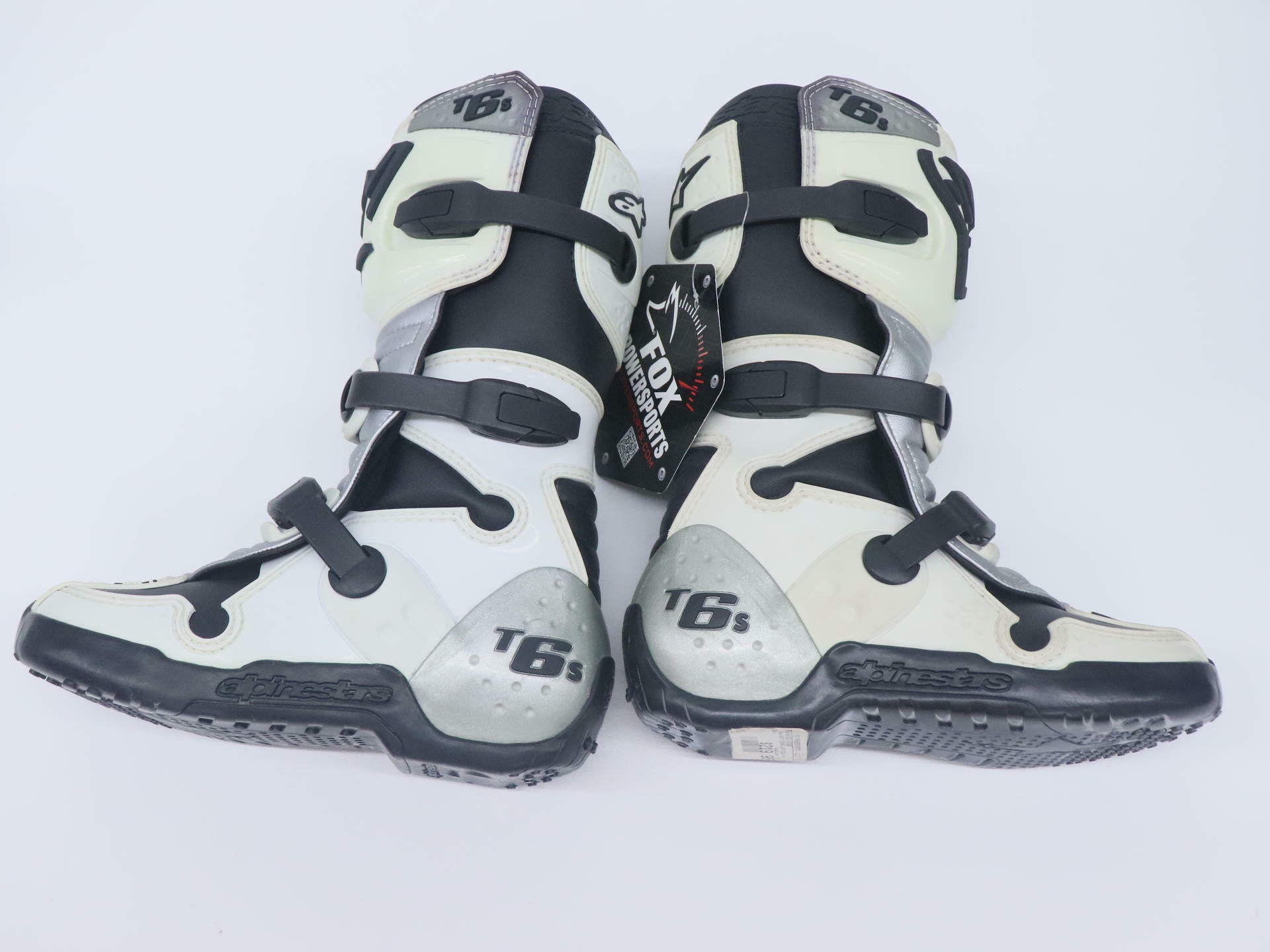 Alpinestars Tech 6s WHITE SILVER Riding Boot Motocross - YOUTH sz4 - 3411-0106