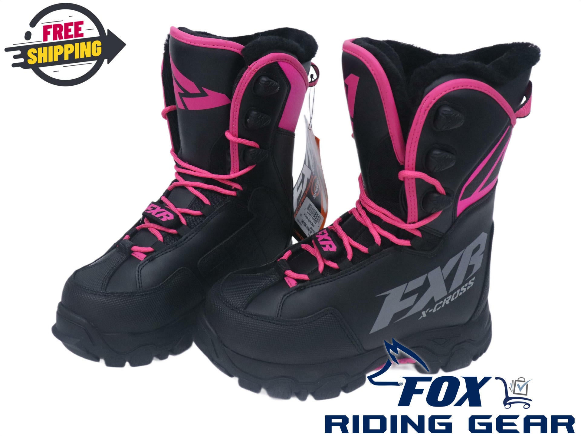 FXR X-Cross Speed Snowmobile Boots Women's Size 7 Black Fur Lined 190708-1090-37