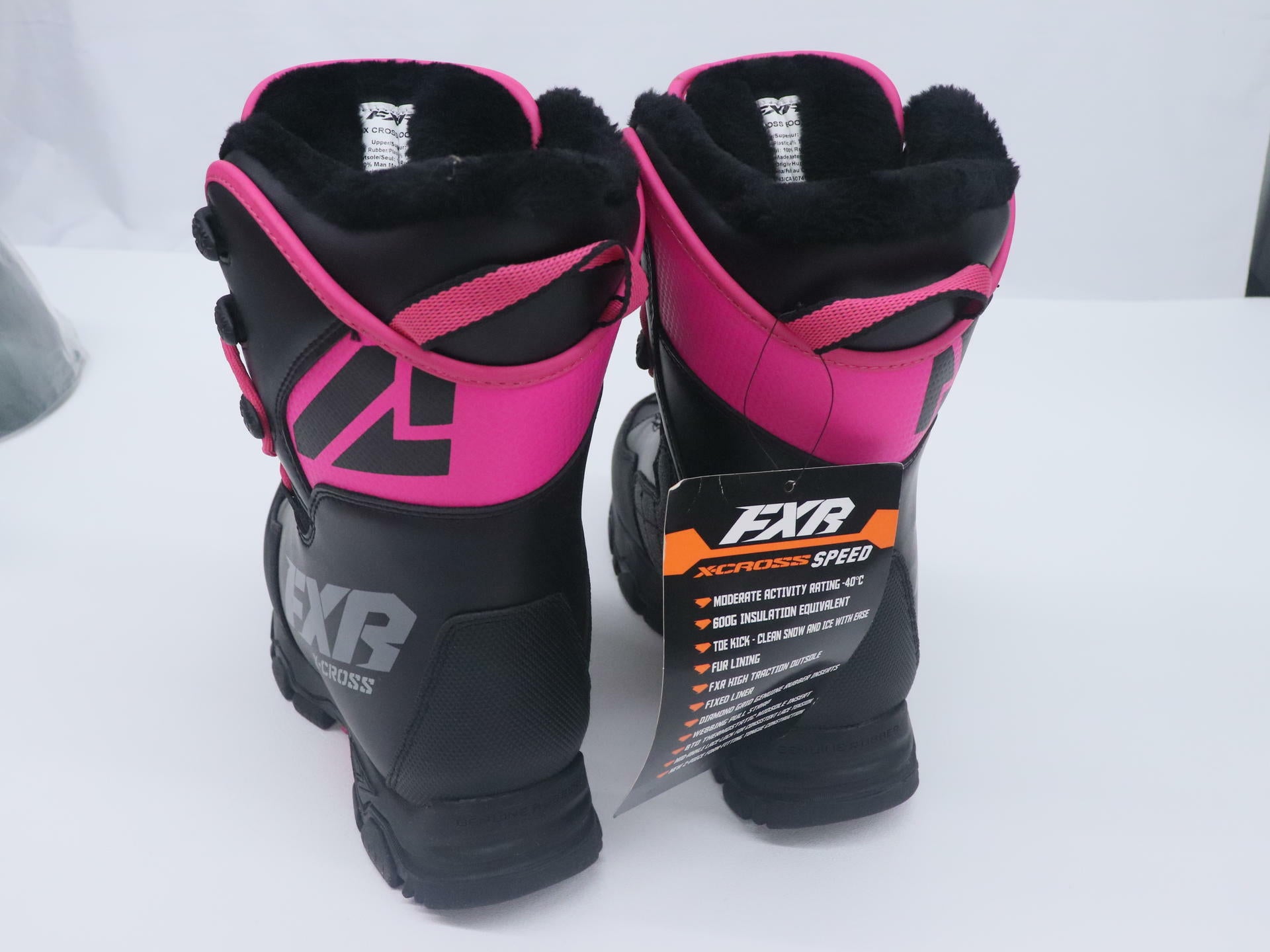 FXR X-Cross Speed Snowmobile Boots Women's Size 7 Black Fur Lined 190708-1090-37