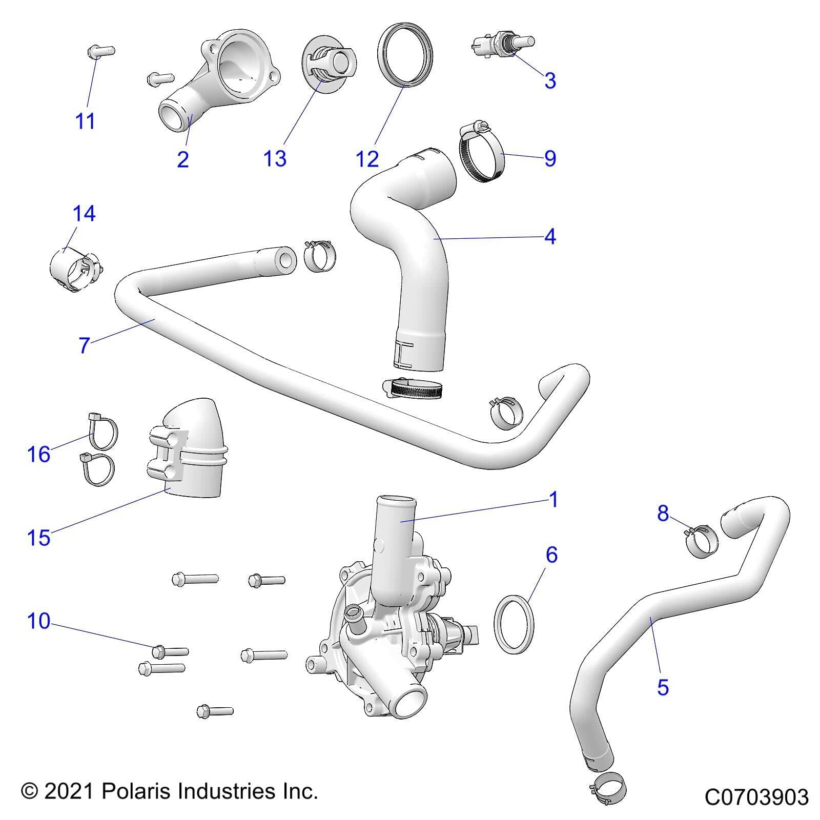 Polaris RZR Waterpump Assembly, Genuine OEM Part 1205015, Qty 1