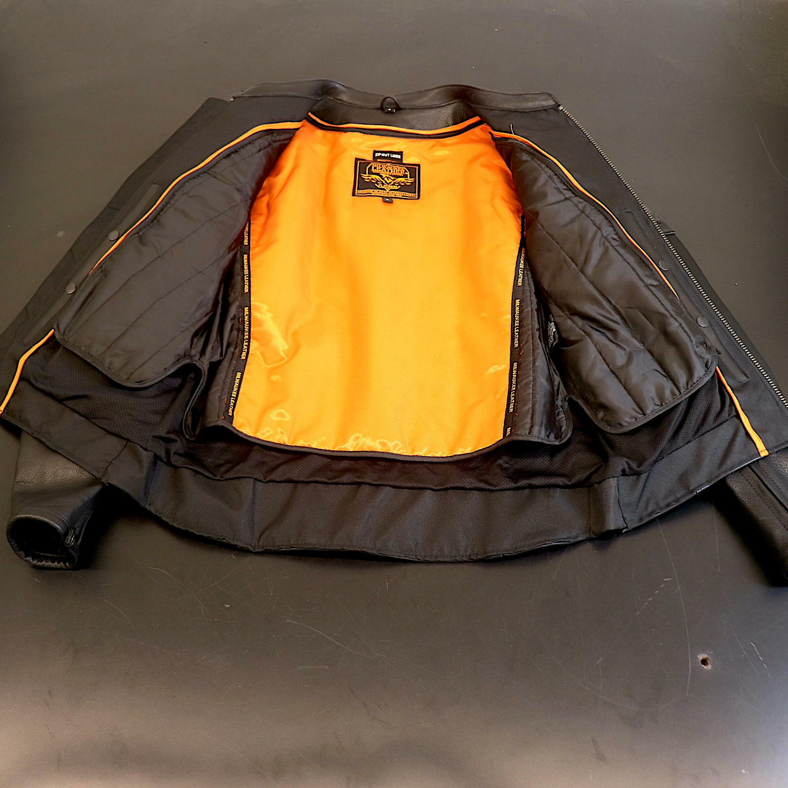 OPEN BOX -Milwaukee Leather Crossover BLACK Leather Motorcycle Jacket MENS SMALL