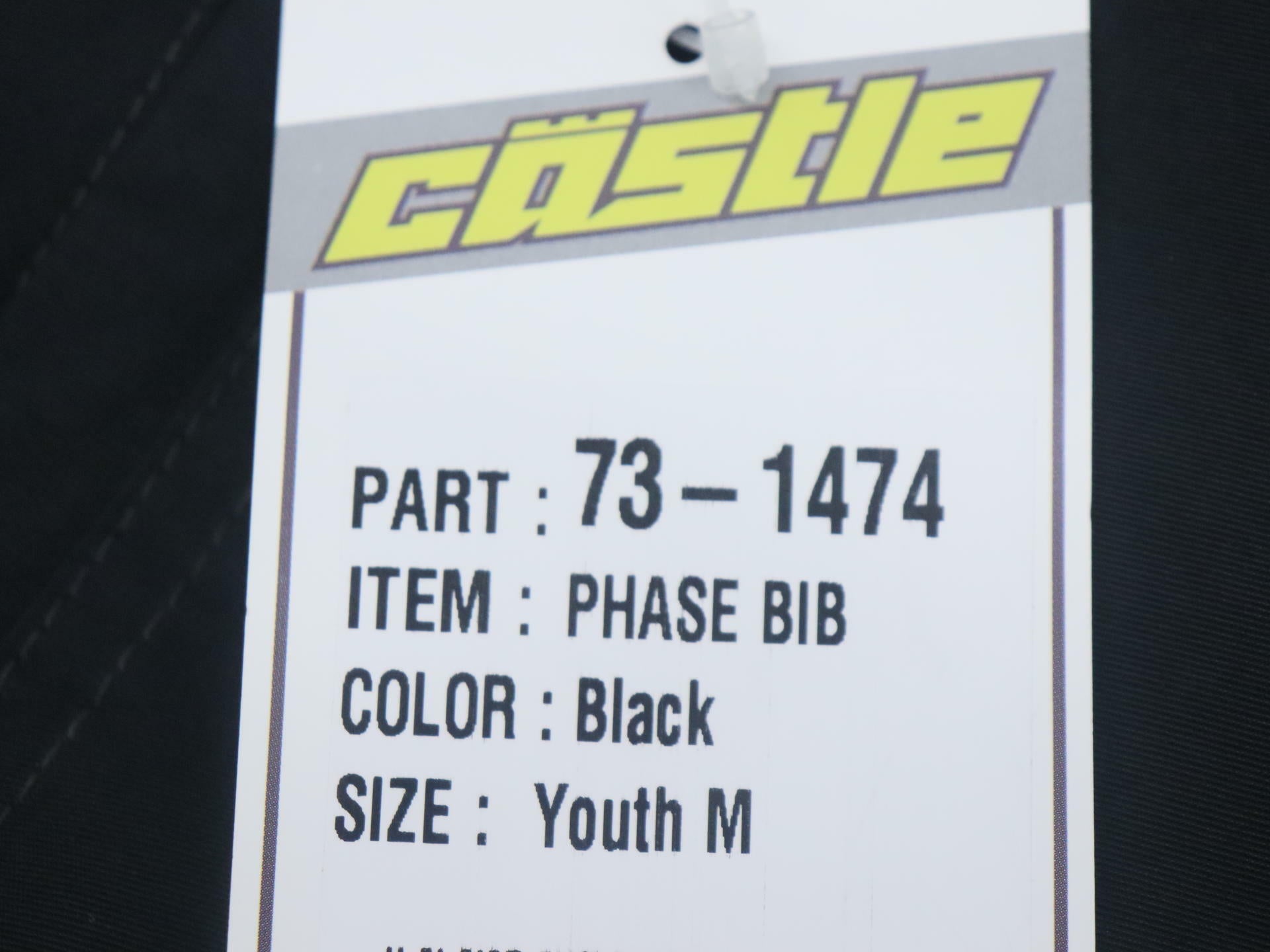 Castle X Bibs Phase BLACK - Youth MEDIUM - 73-1474 - Open Box