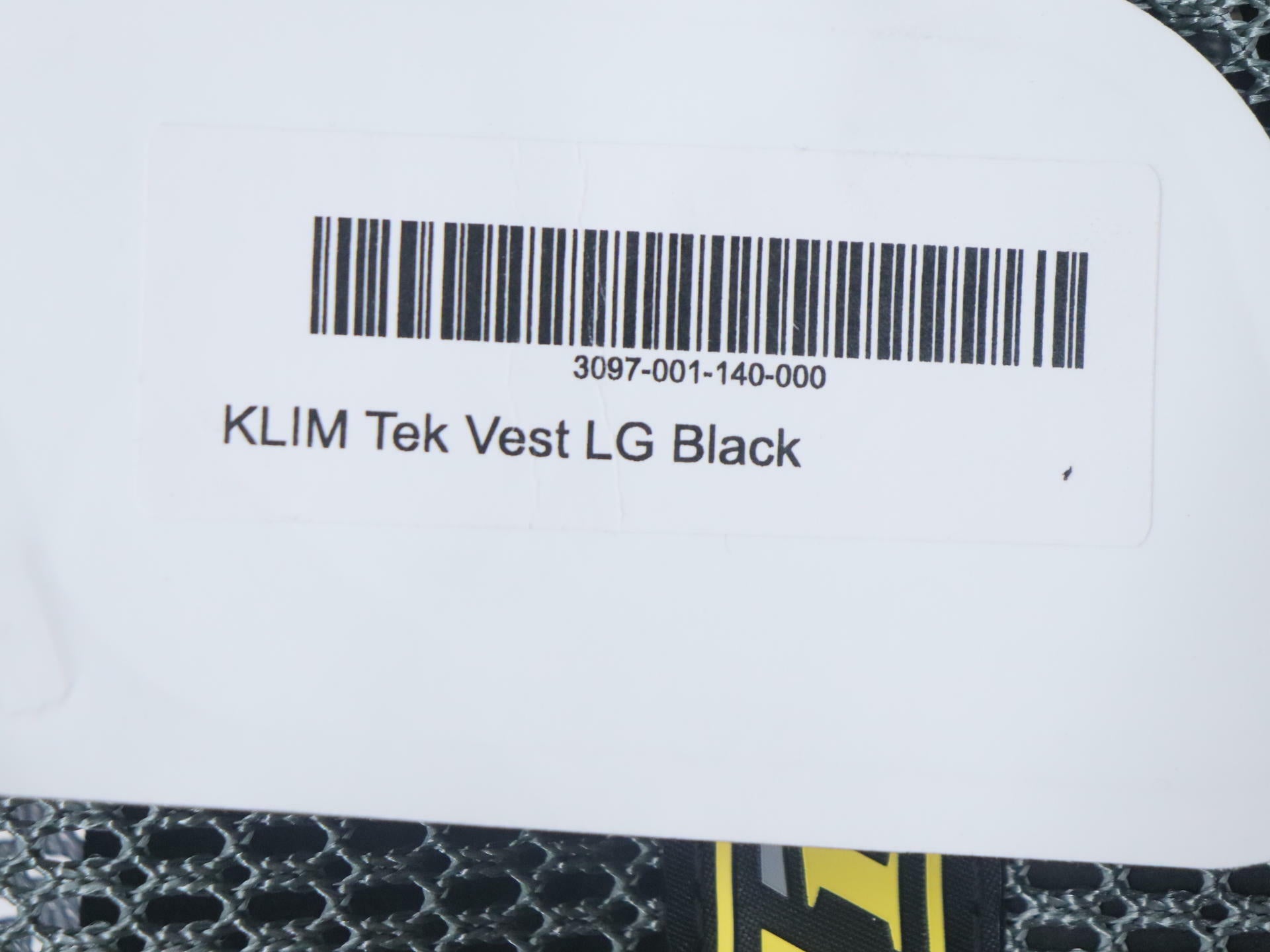 KLIM Tek Vest BLACK Torso Guard - MENS LARGE - 3097-001-140-000 - Open Box