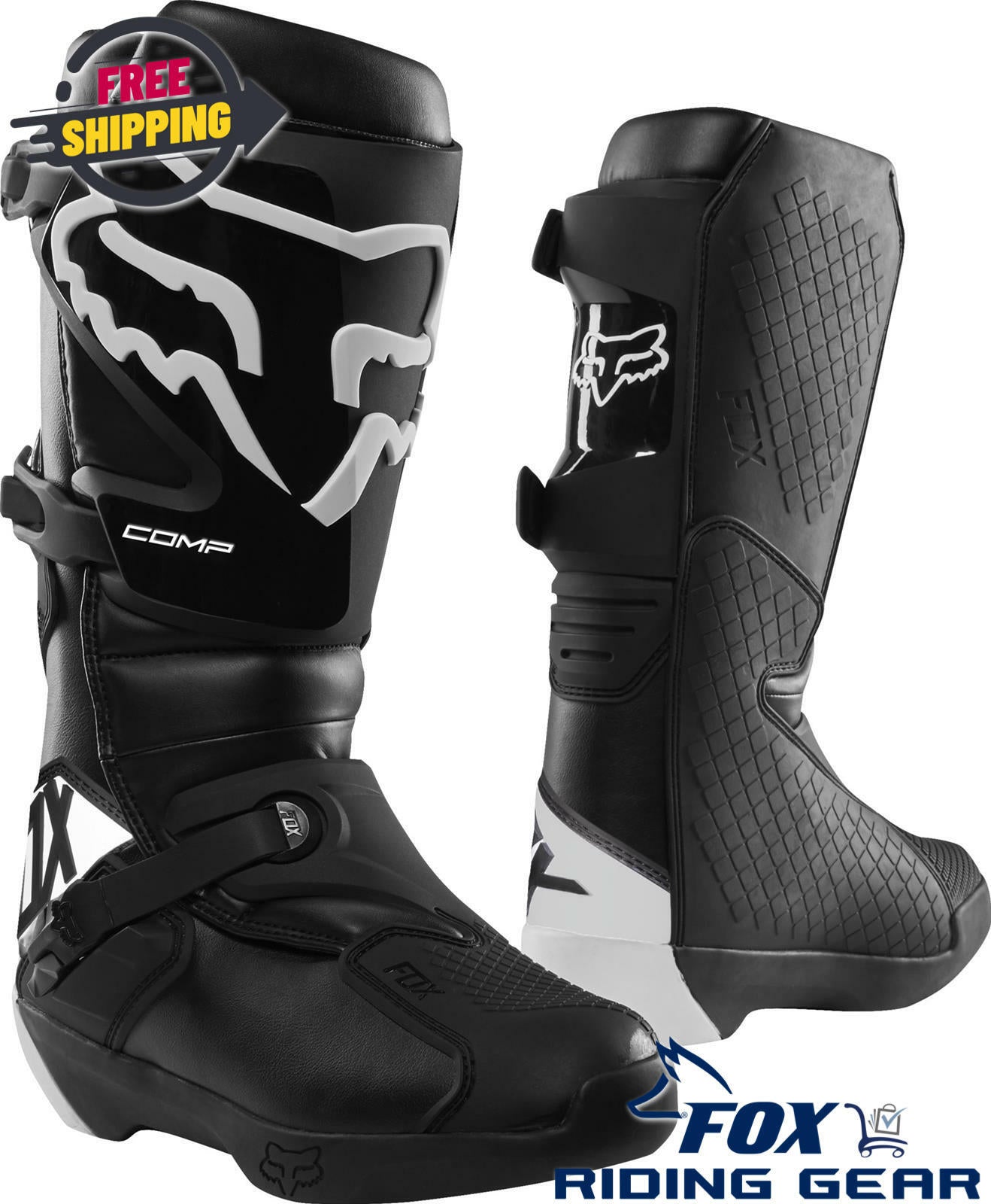 Fox Racing Comp Boot Motocross BLACK - MENS sz9 - 21483-001-9 - Open Box