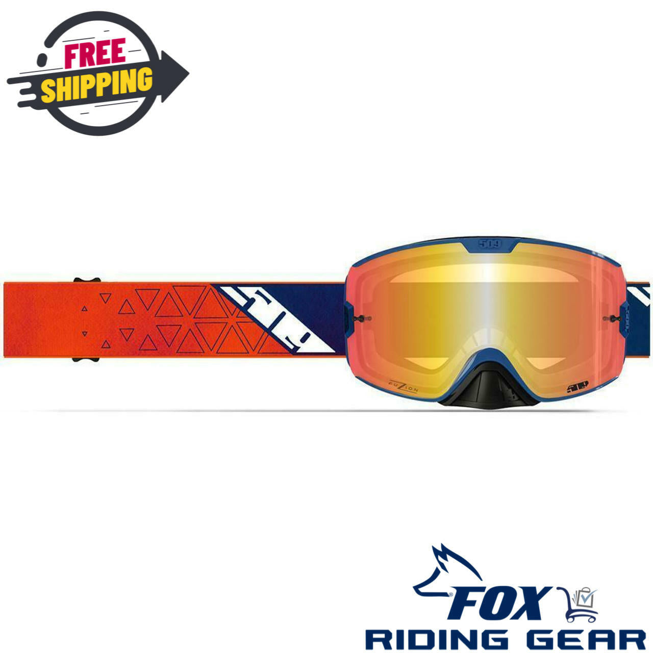 OPEN BOX -509 Kingpin Fuzion Goggle ORANGE NAVY w/Mirror Tint- F02000600-000-401