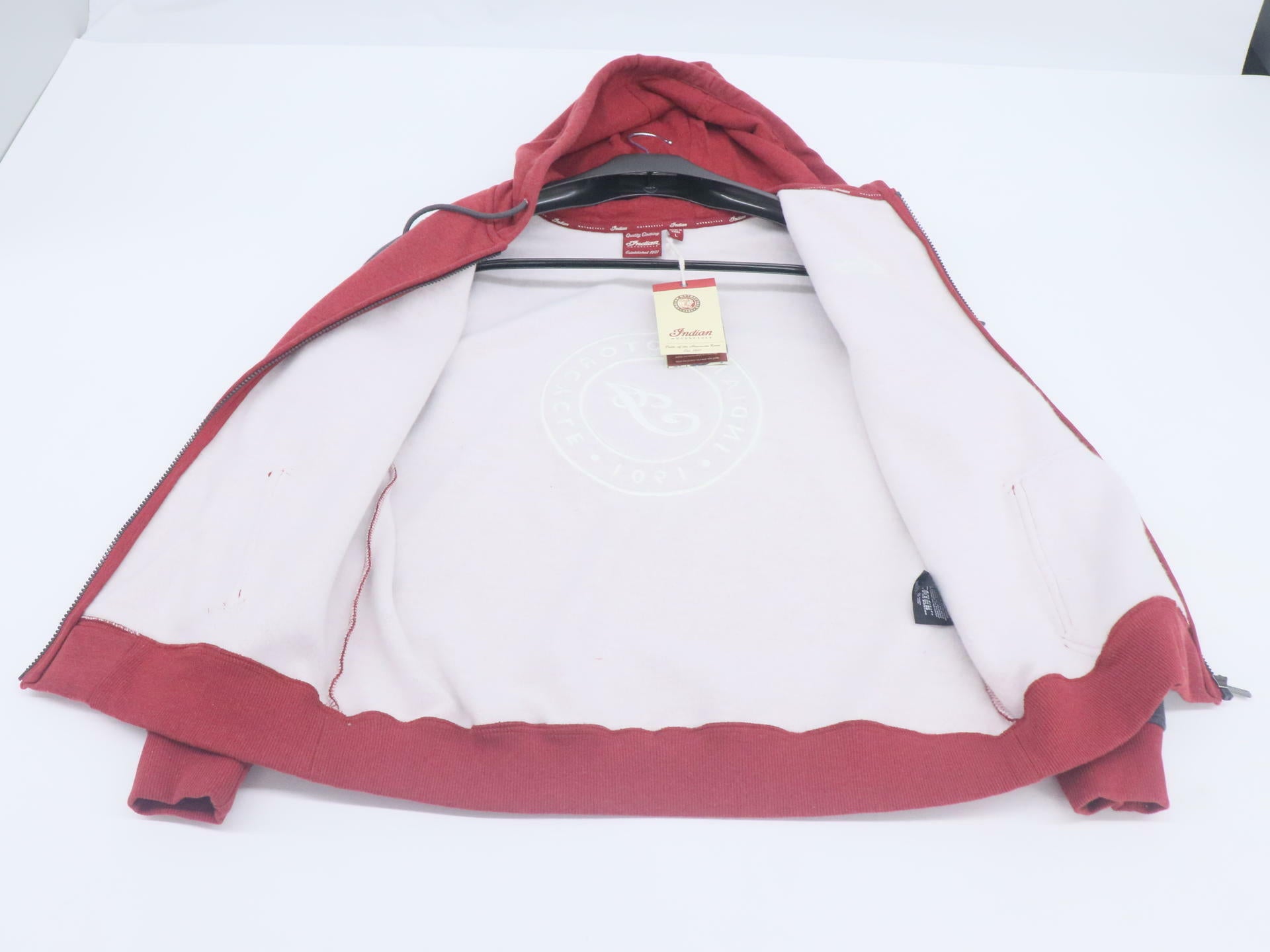 Indian Motorcycle Icon Red Hoodie Sweatshirt Womens Large 286277906 -OPEN BOX