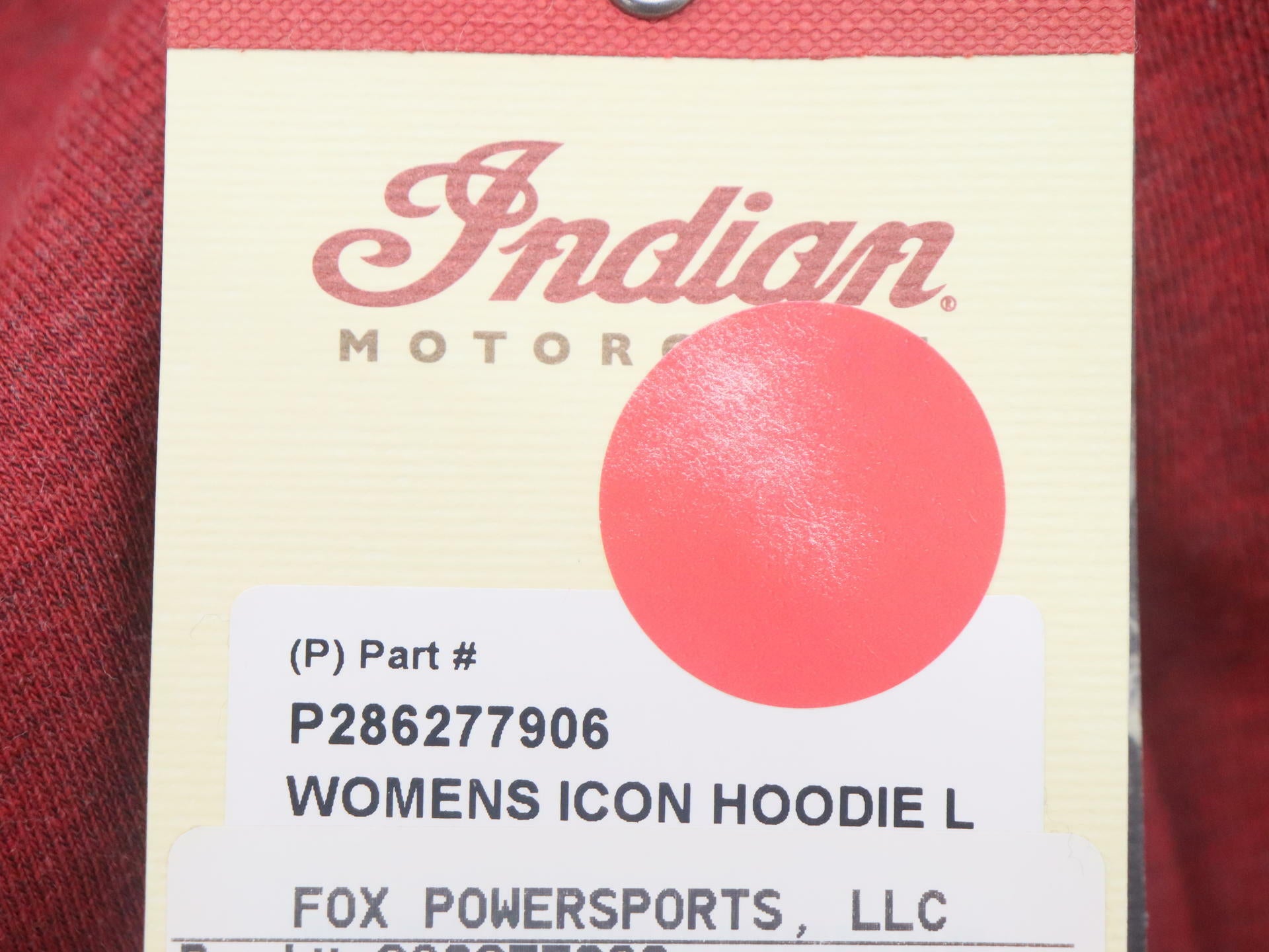 Indian Motorcycle Icon Red Hoodie Sweatshirt Womens Large 286277906 -OPEN BOX