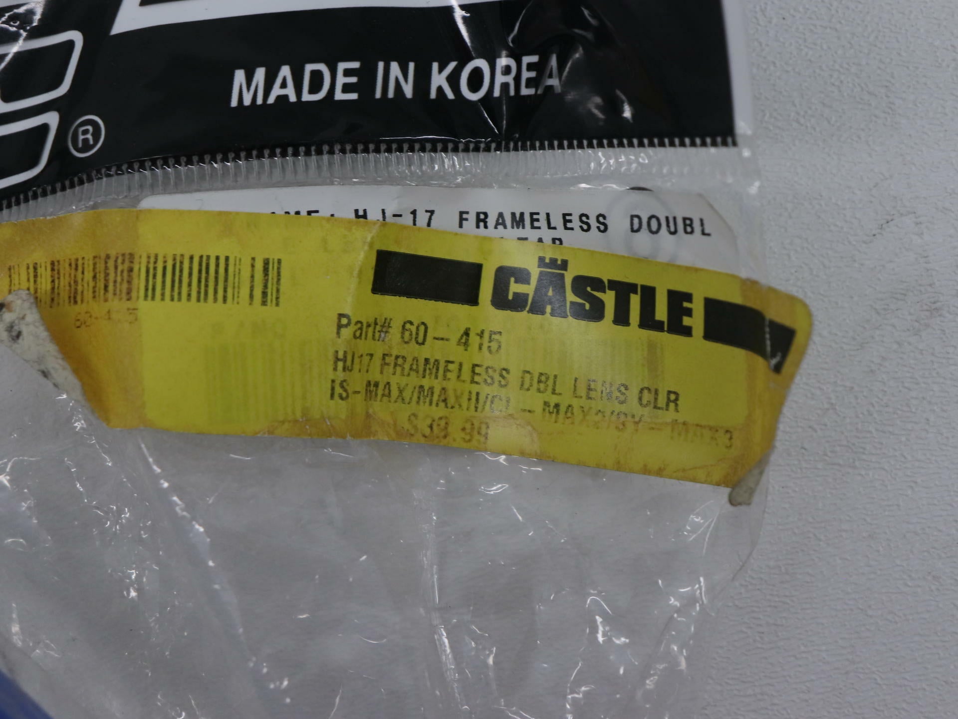 HJC HJ-17 Dual Lens Clear Face Shield Visor Helmet Lens 956-464 - Open Box
