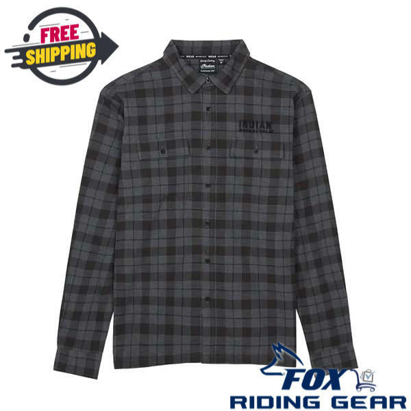 OPEN BOX - Indian Flannel Plaid Shirt Long Sleeve Black- MENS MEDIUM - 283327903