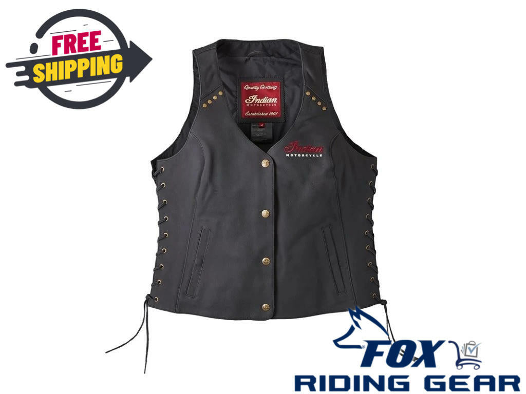 Indian Womens Leather Motorcycle Vest Black Medium 286371603 -OPEN BOX
