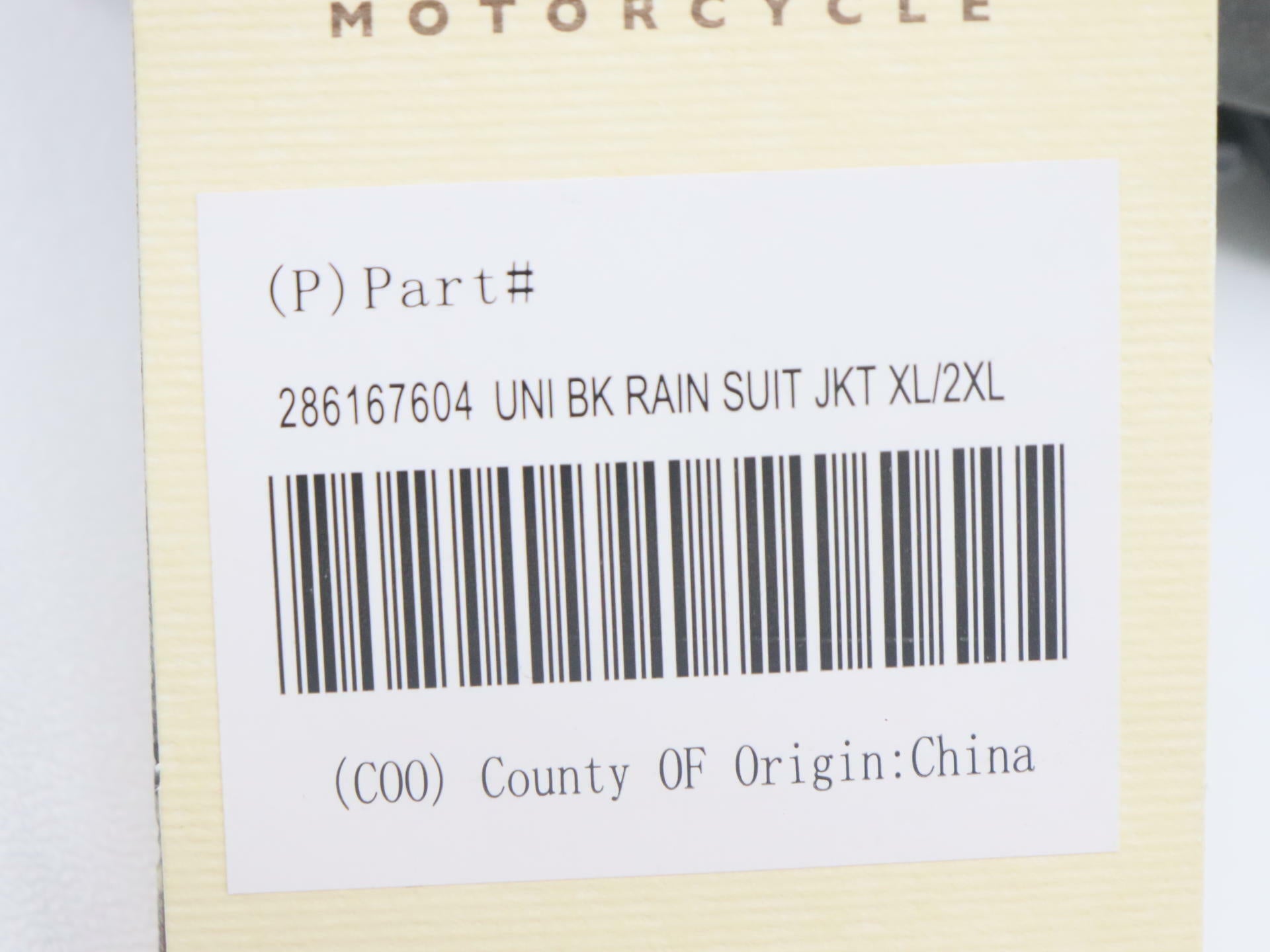 Indian Motorcycle Rain Suit Jacket Black Unisex XL/2XL 286167604 -OPEN BOX