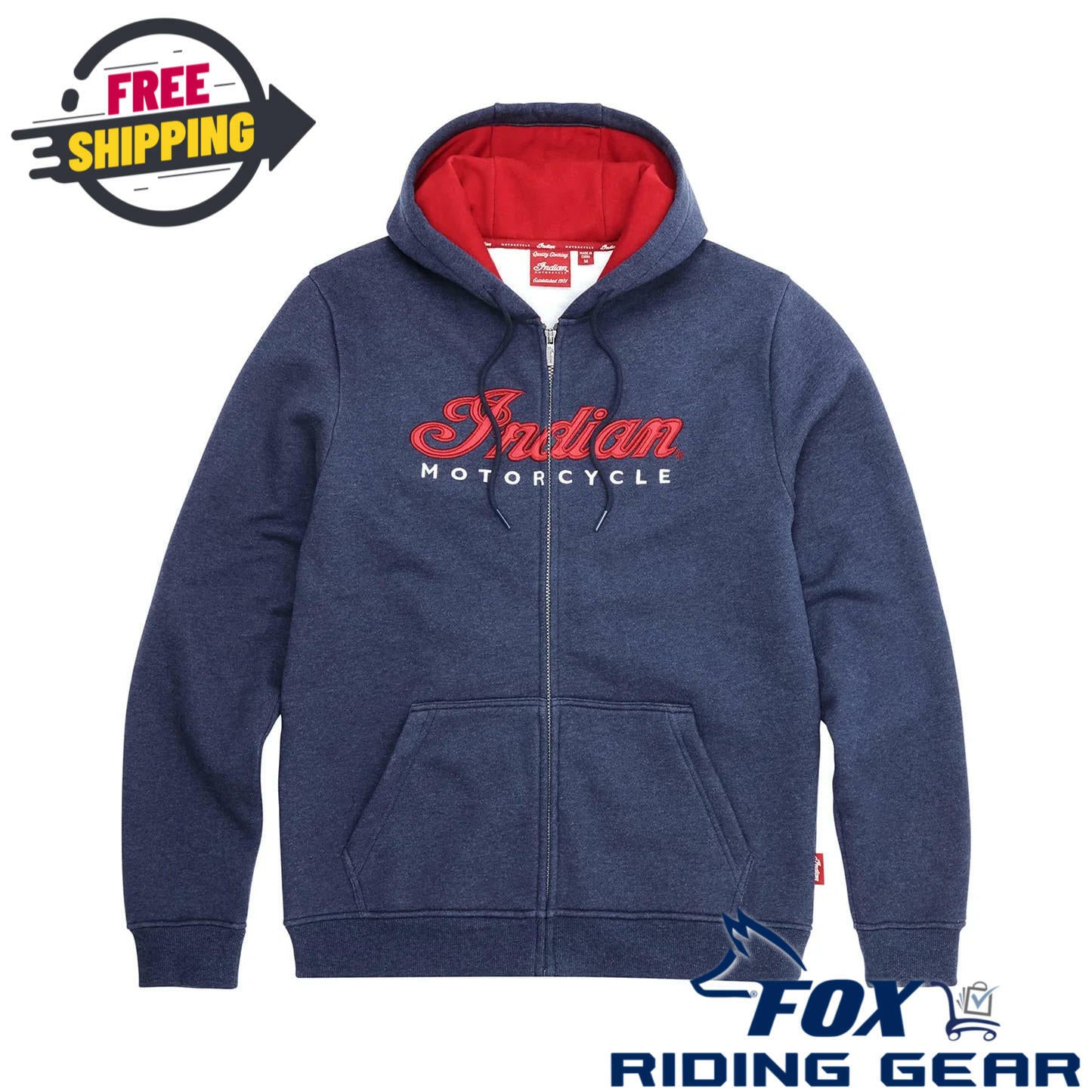 OPEN BOX - Indian Hoodie Sweatshirt USA Flag NAVY - MENS LARGE - 283326806