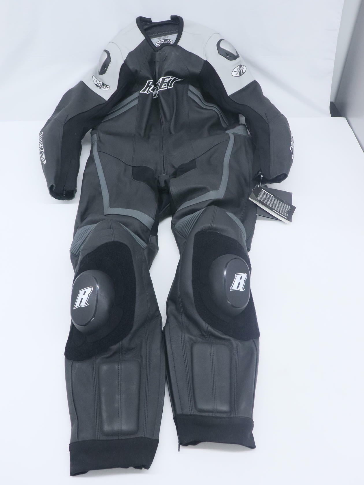 Joe Rocket One-Piece Leather Race Suit BLK/GRY Mens Size 46 2050-0046 - Open Box