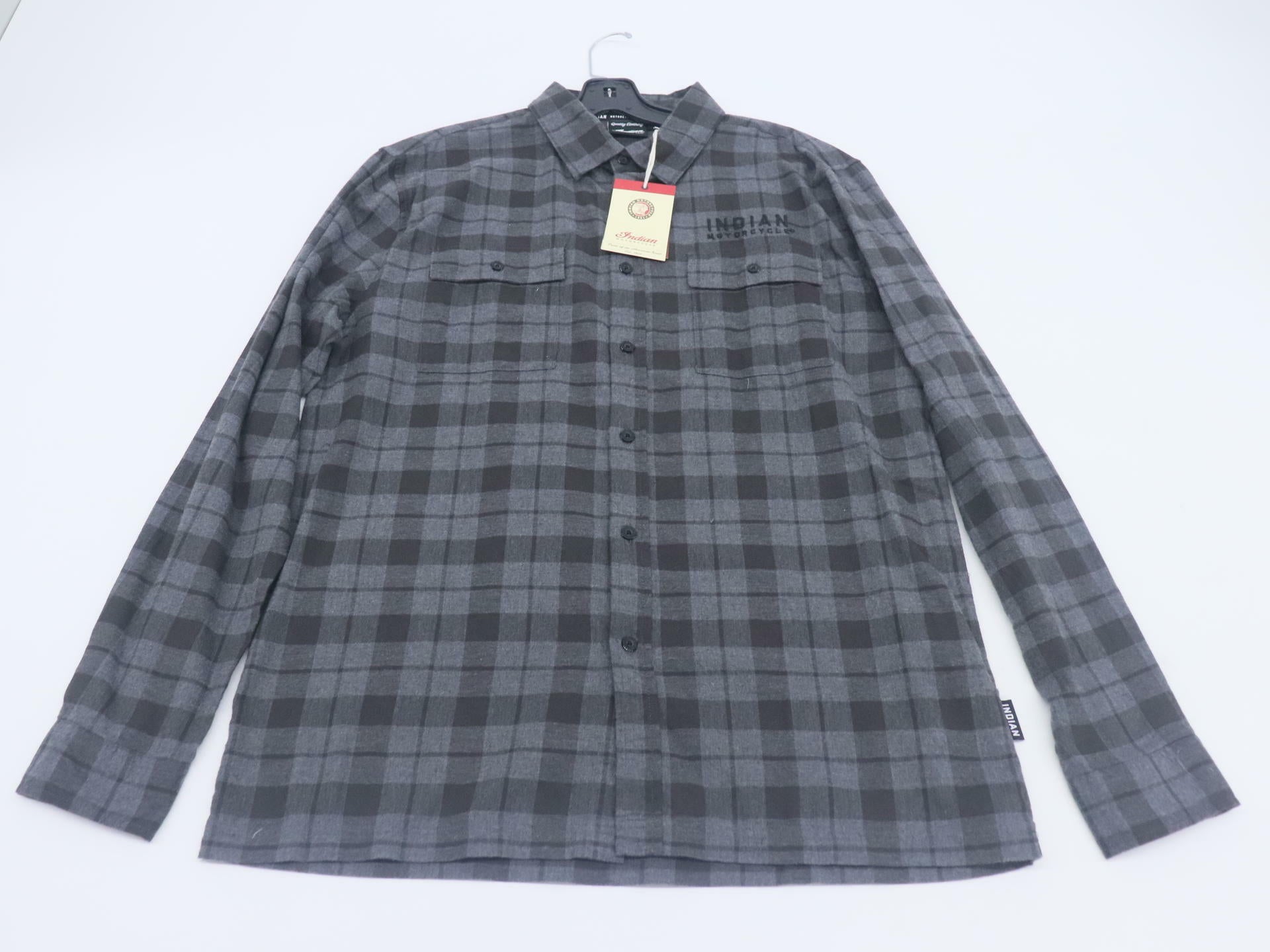 OPEN BOX - Indian Flannel Plaid Shirt Long Sleeve Black- MENS MEDIUM - 283327903