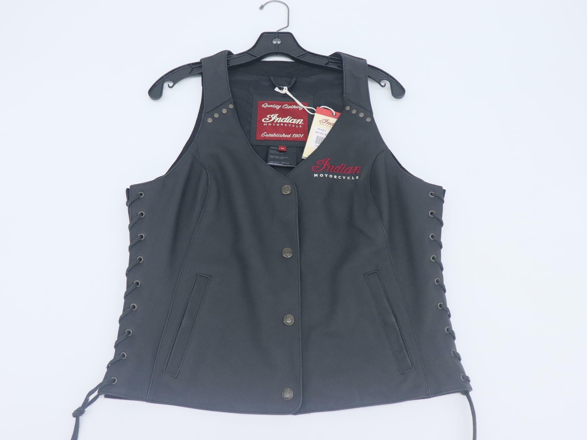 Indian Womens Leather Motorcycle Vest Black Medium 286371603 -OPEN BOX