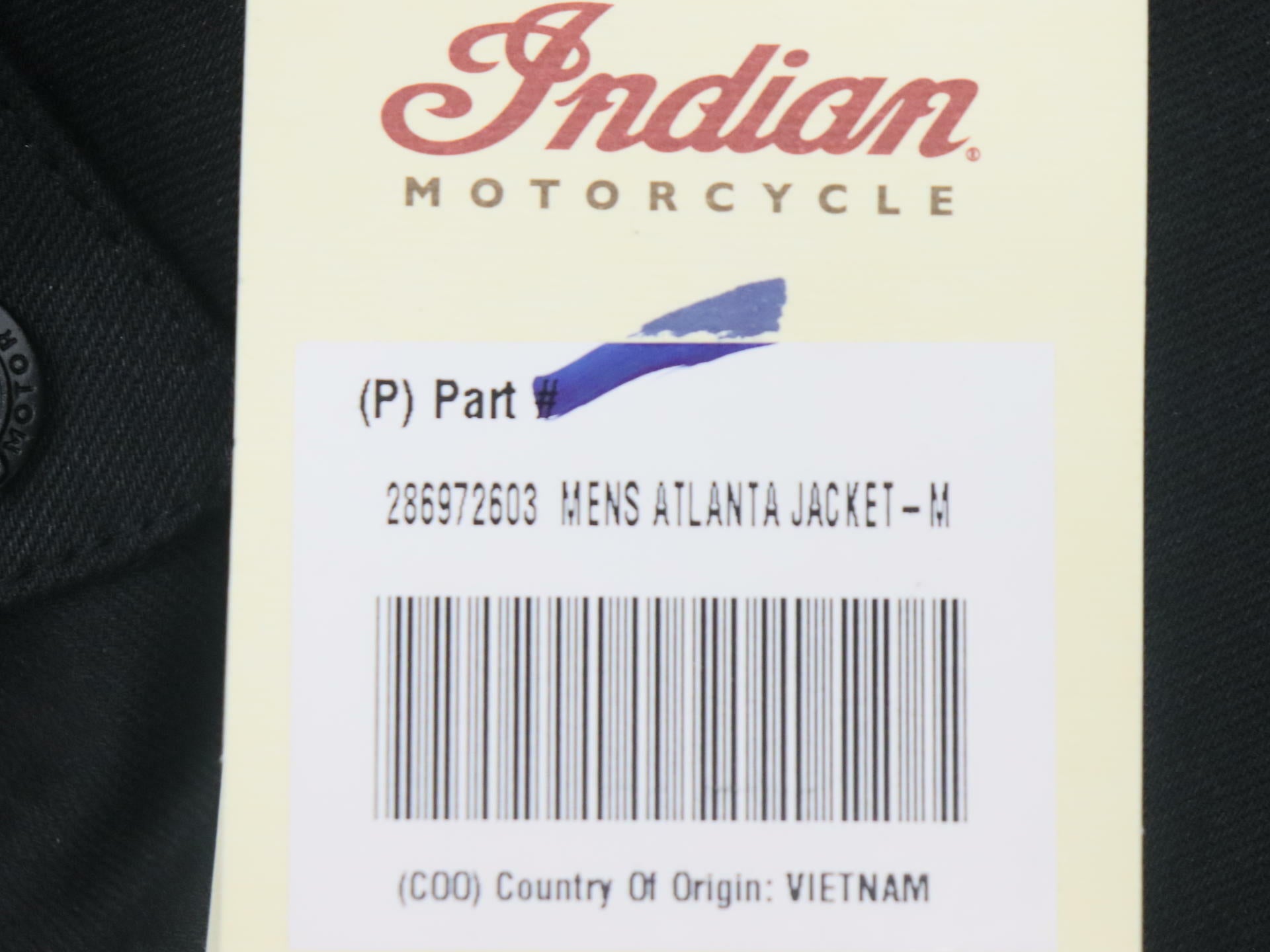 Indian Jacket Atlanta Denim Motorcycle BLACK- MENS MEDIUM - 286972603 - Open Box