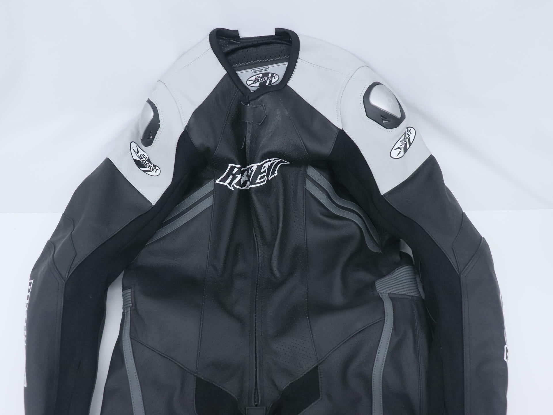 Joe Rocket One-Piece Leather Race Suit BLK/GRY Mens Size 46 2050-0046 - Open Box