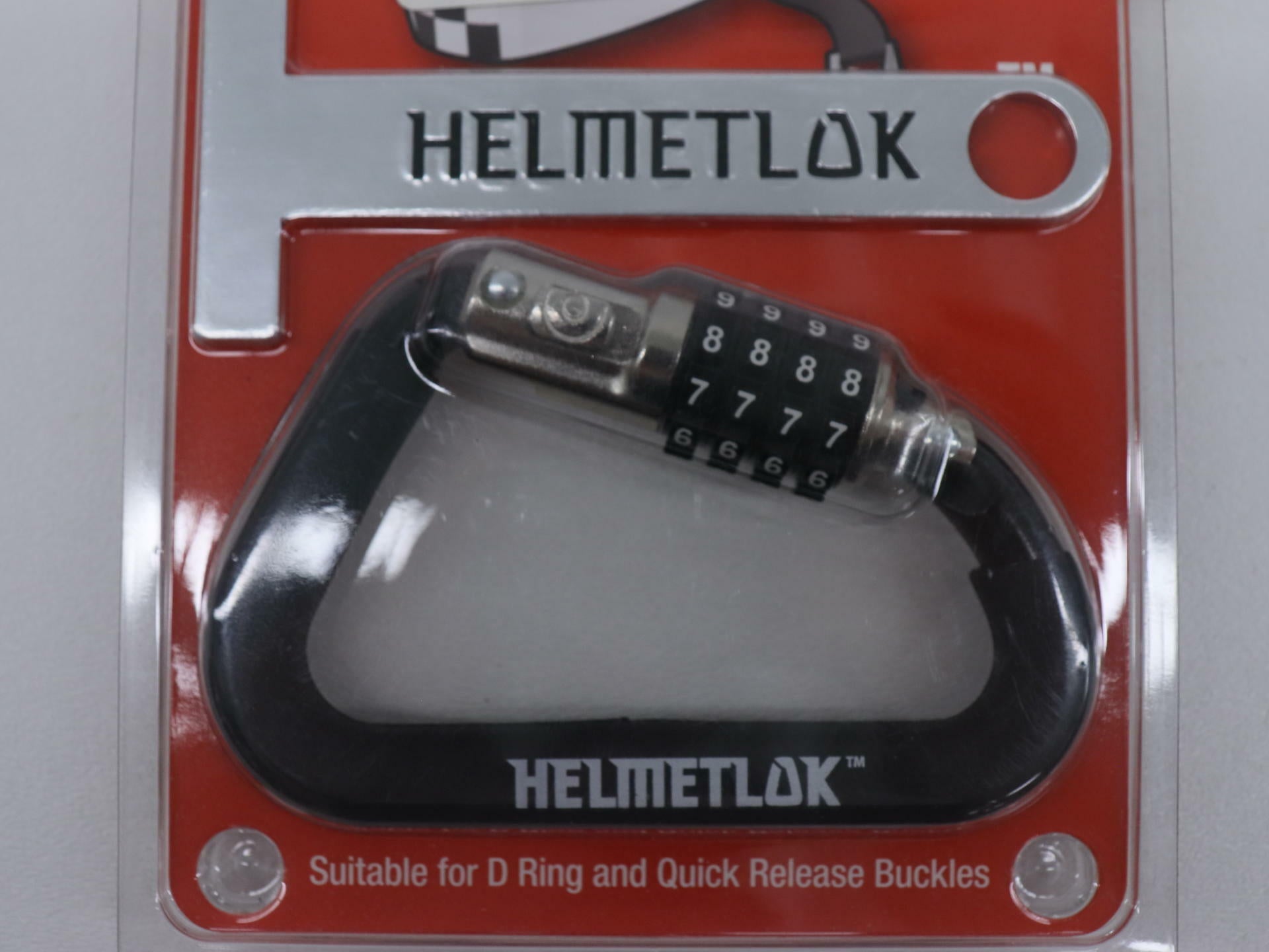 OPEN BOX - Helmetlok II Motorcycle Helmet Combination Lock Carabiner - 9338-4101