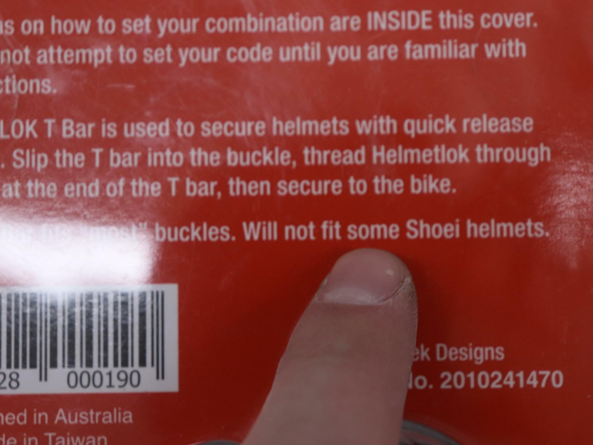 OPEN BOX - Helmetlok II Motorcycle Helmet Combination Lock Carabiner - 9338-4101
