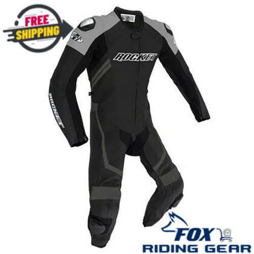 Joe Rocket One-Piece Leather Race Suit BLK/GRY Mens Size 46 2050-0046 - Open Box