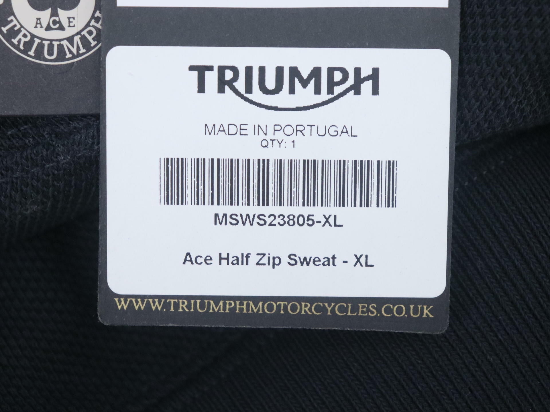 Triumph Ace Cafe Womens XL Quarter Zip Sweatshirt MSWS23805-XL -OPEN BOX