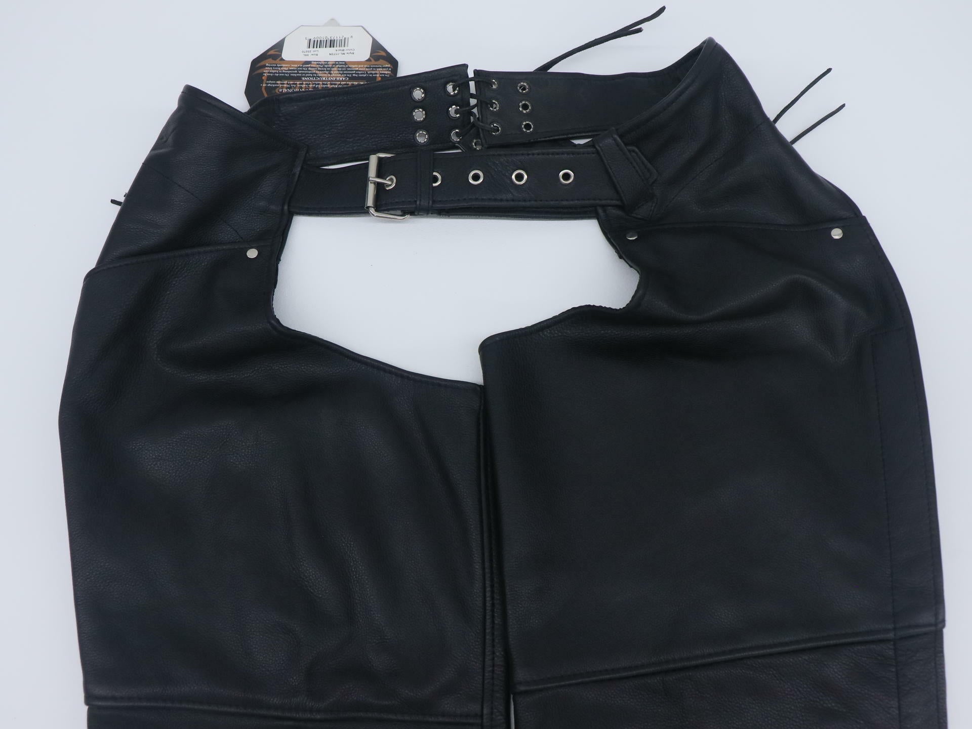 Milwaukee Leather Womens Black Biker Chaps Hip Pocket 3XL ML1173-3X - Open Box