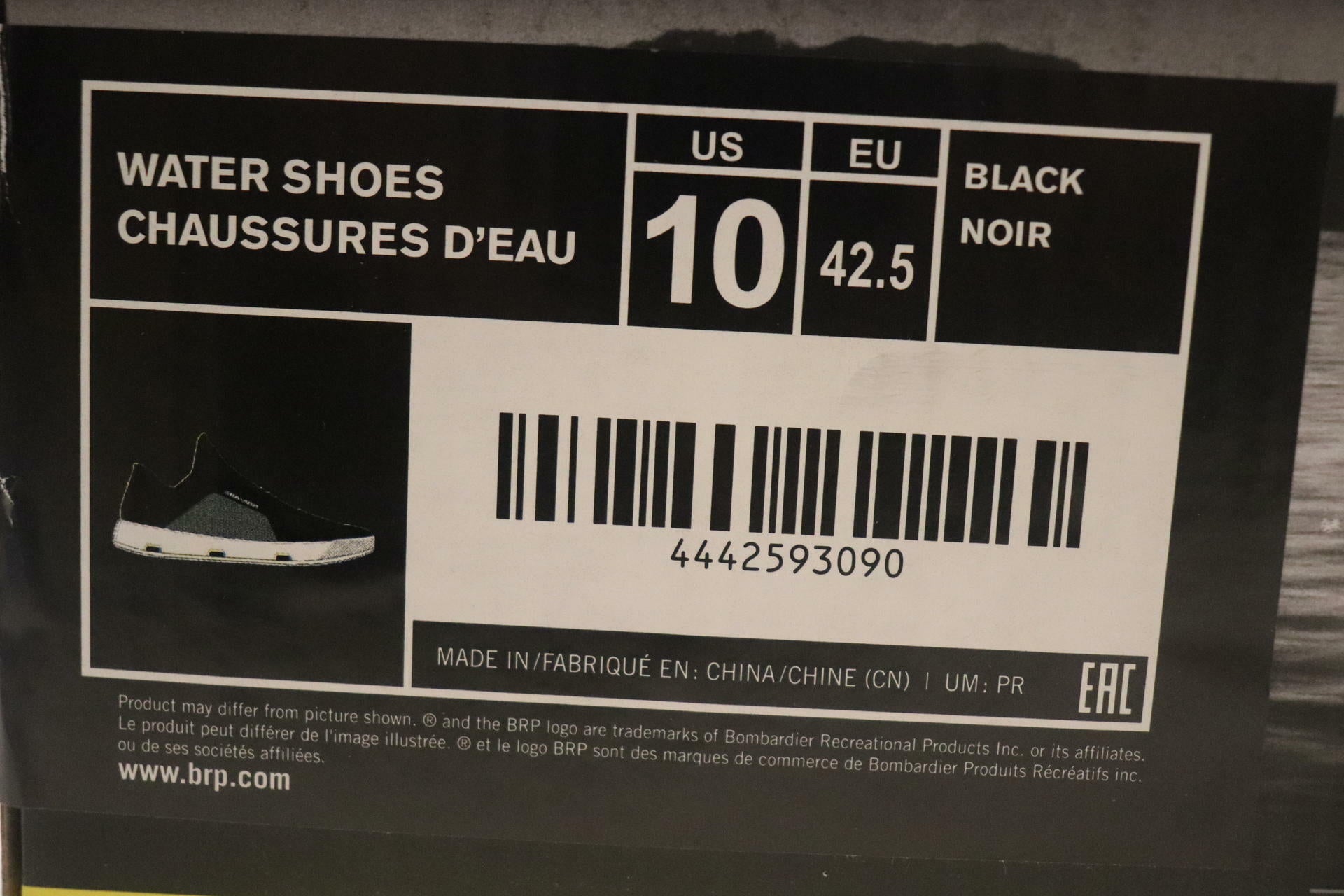 Sea-Doo Water Shoes Black Unisex Size 10 PWC Jet Ski 4442593090 - Open Box