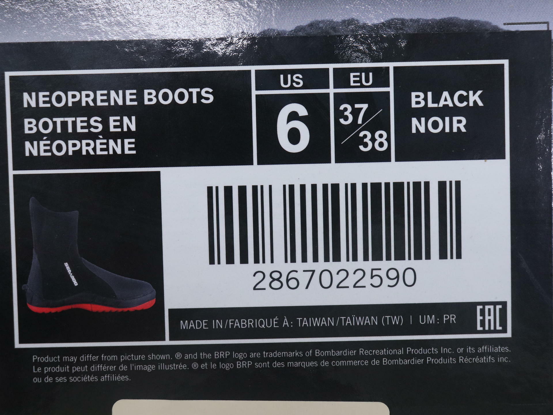 Sea-Doo Neoprene Booties Water Shoes Unisex Adult Size 6 2867022590 - Open Box