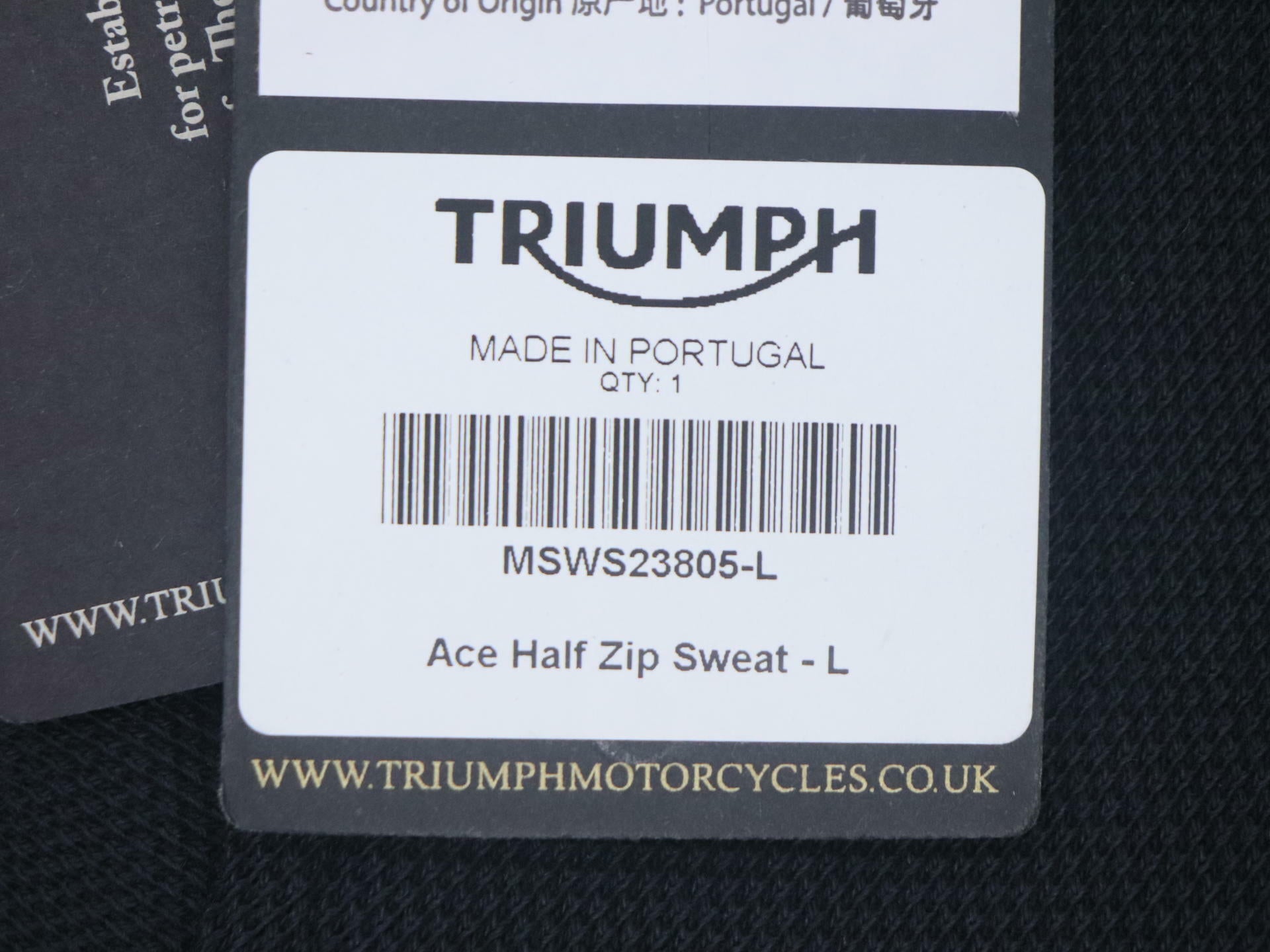 Triumph Ace Cafe Quarter Zip Sweatshirt Womens Large MSWS23805-L -OPEN BOX