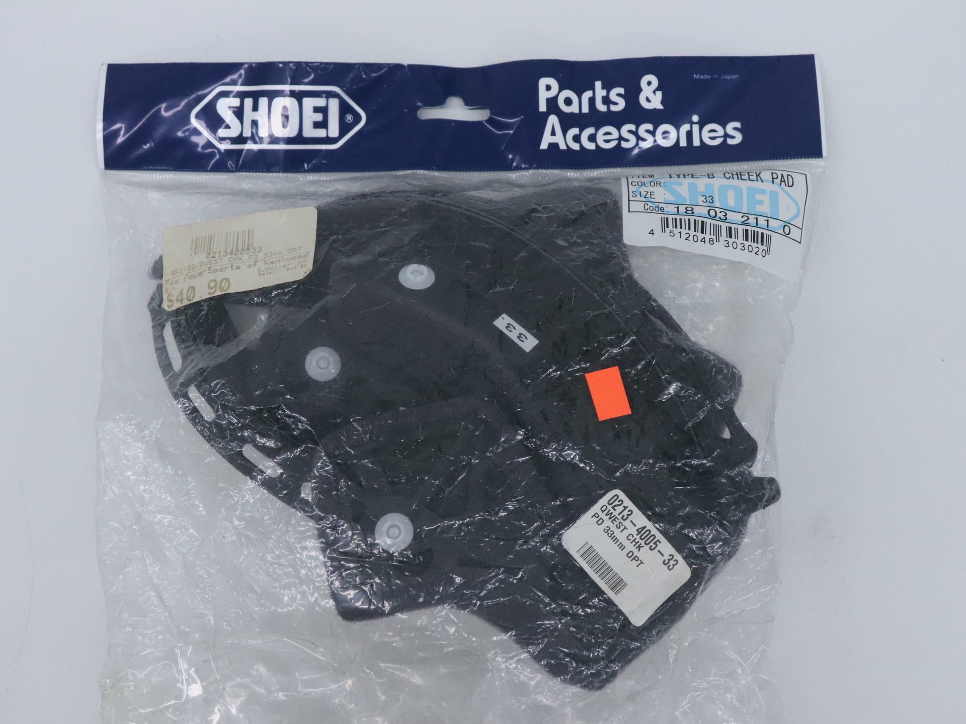 OPEN BOX - Shoei Cheek Pads Set 33mm - Qwest / RF-1100 - 0213400533