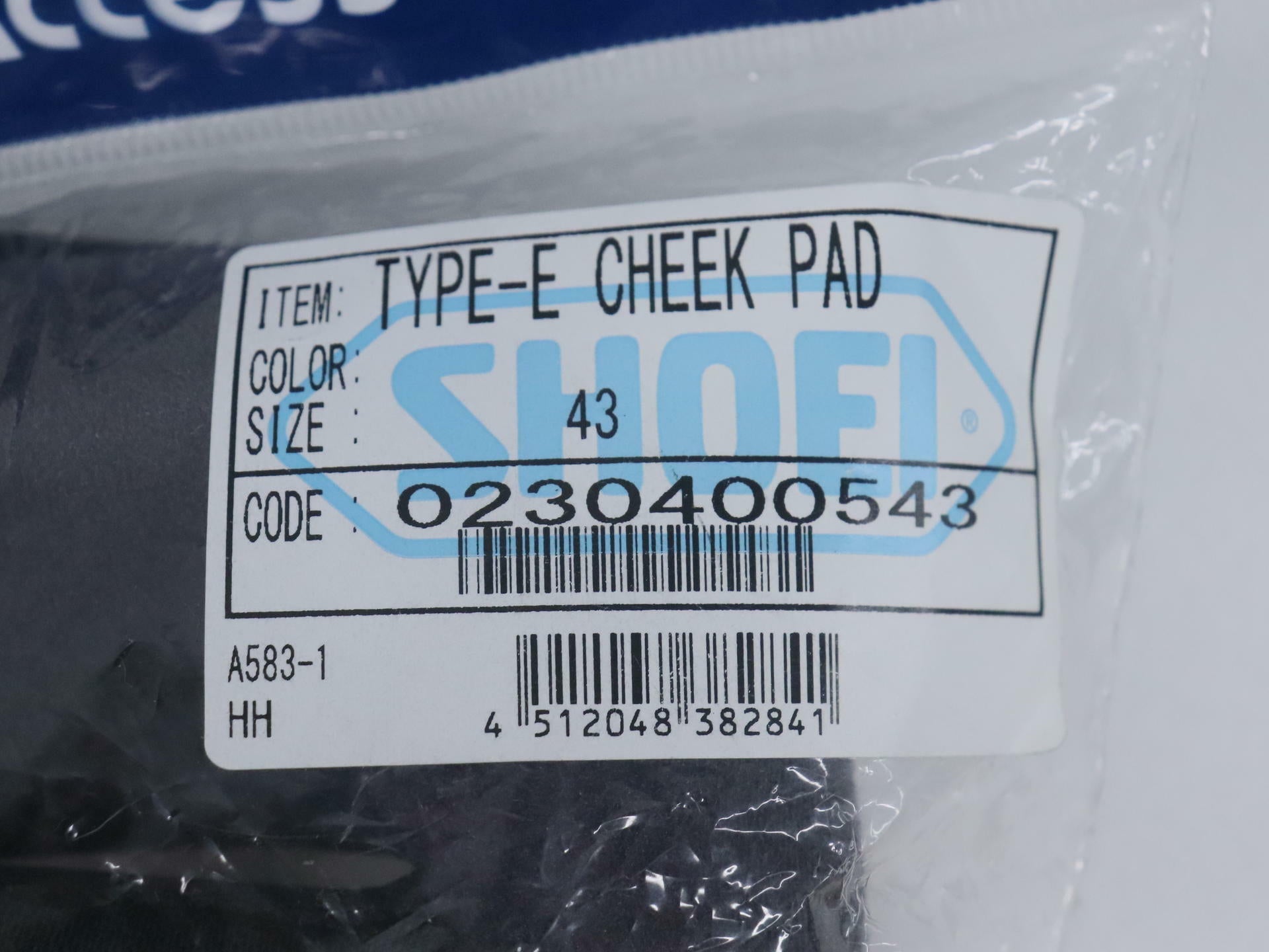 Shoei Cheek Pads Set 43mm - J-Cruise Helmets - 0230400543 - Open Box