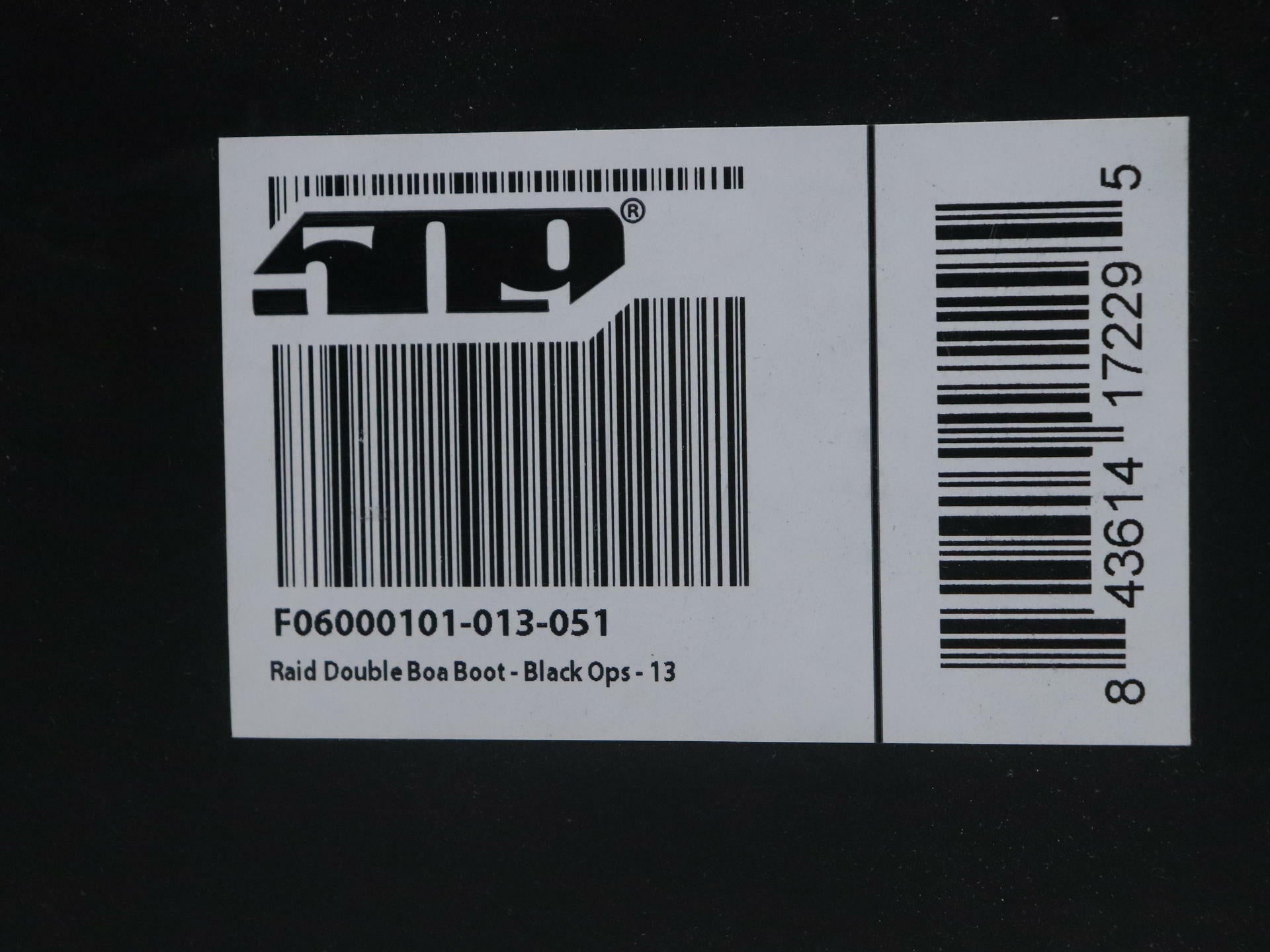 509 Raid Boot Double Boa Snow Black Ops MENS sz13 - F06000101-013-051 - Open Box