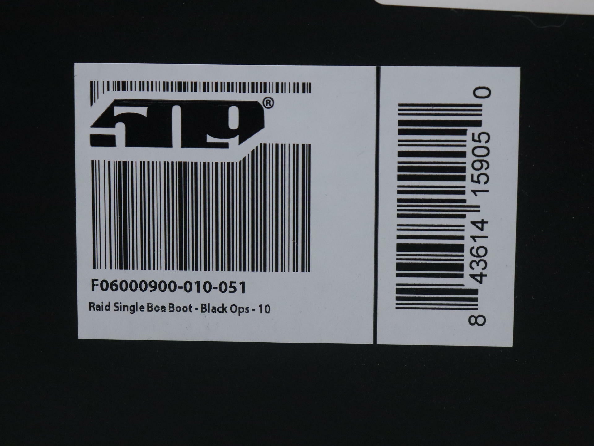 509 Raid Boot Single Boa Snow Black Ops MENS sz10 - F06000900-010-051 - Open Box