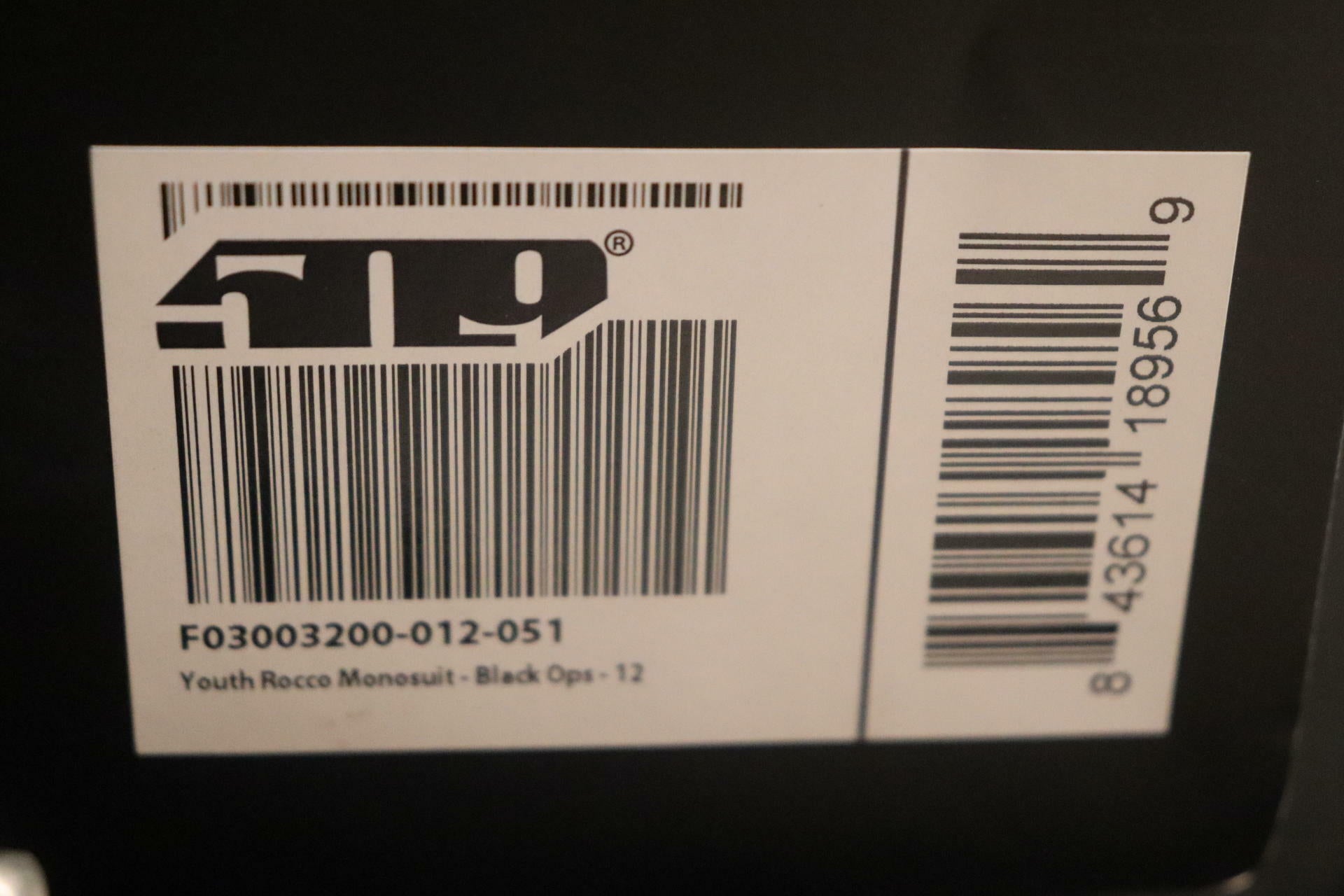 OPEN BOX - 509 Mono Suit Insulated Snow BLACK- YOUTH sz12 - F03003200-012-051