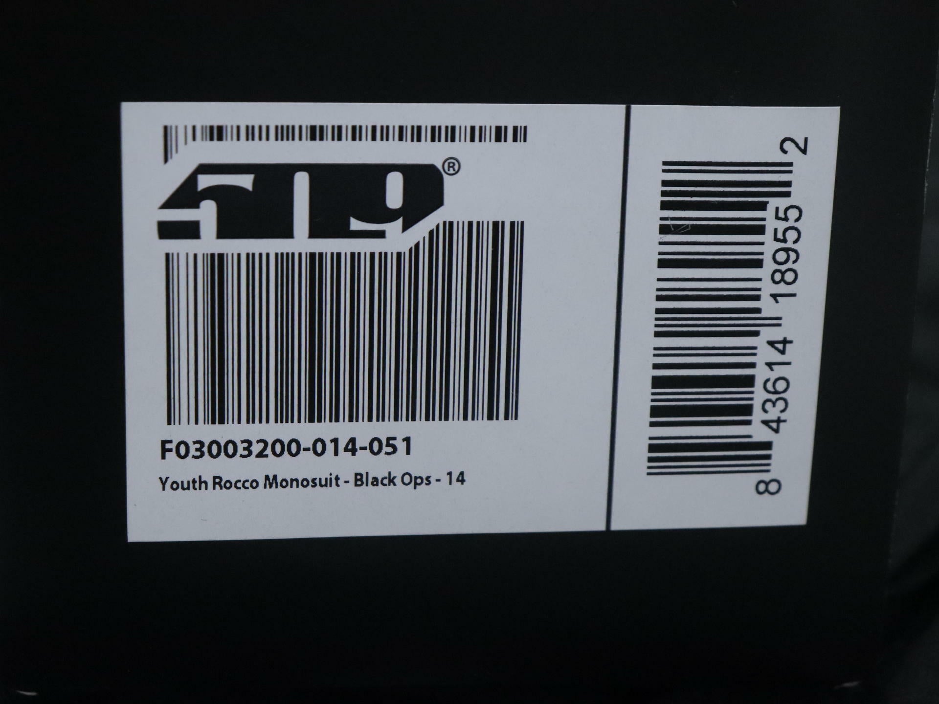 OPEN BOX - 509 Mono Suit Insulated Snow BLACK- YOUTH sz14 - F03003200-014-051