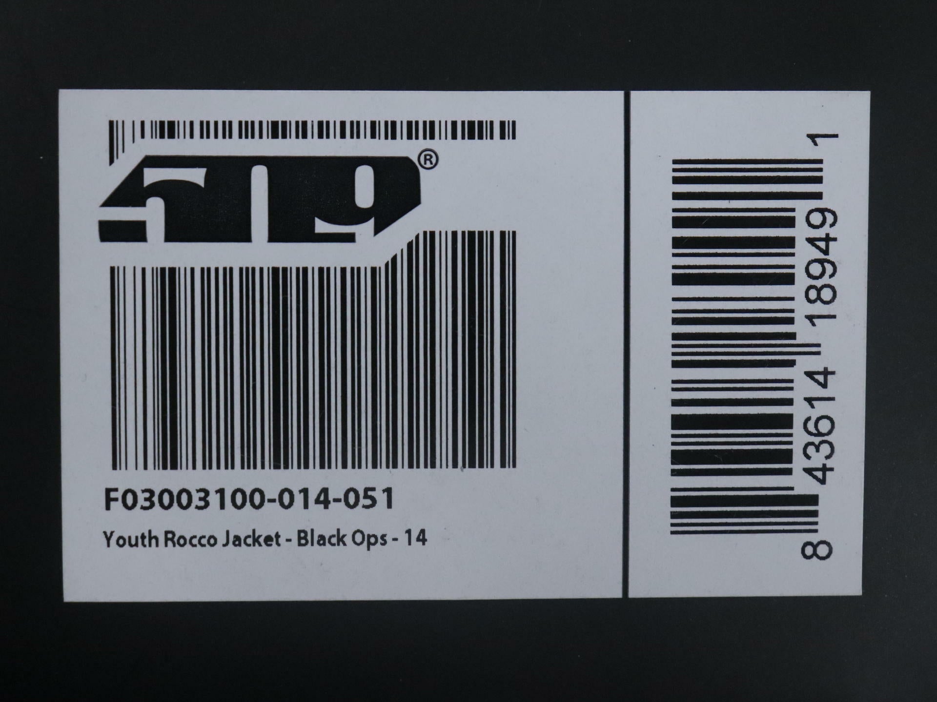 OPEN BOX - 509 Rocco Jacket Insulated Coat BLACK- YOUTH sz14 - F03003100-014-051