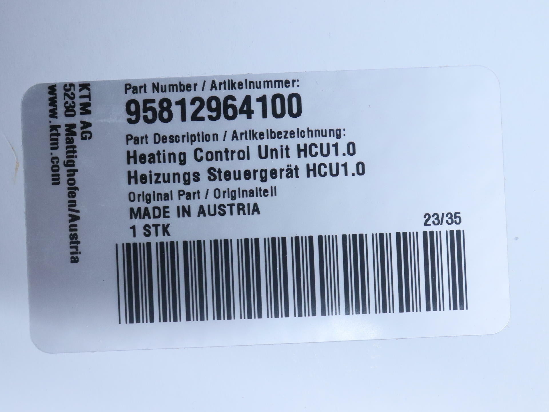 OPEN BOX - OEM KTM HCU BOX For Heated Grips/Grips - 95812964100