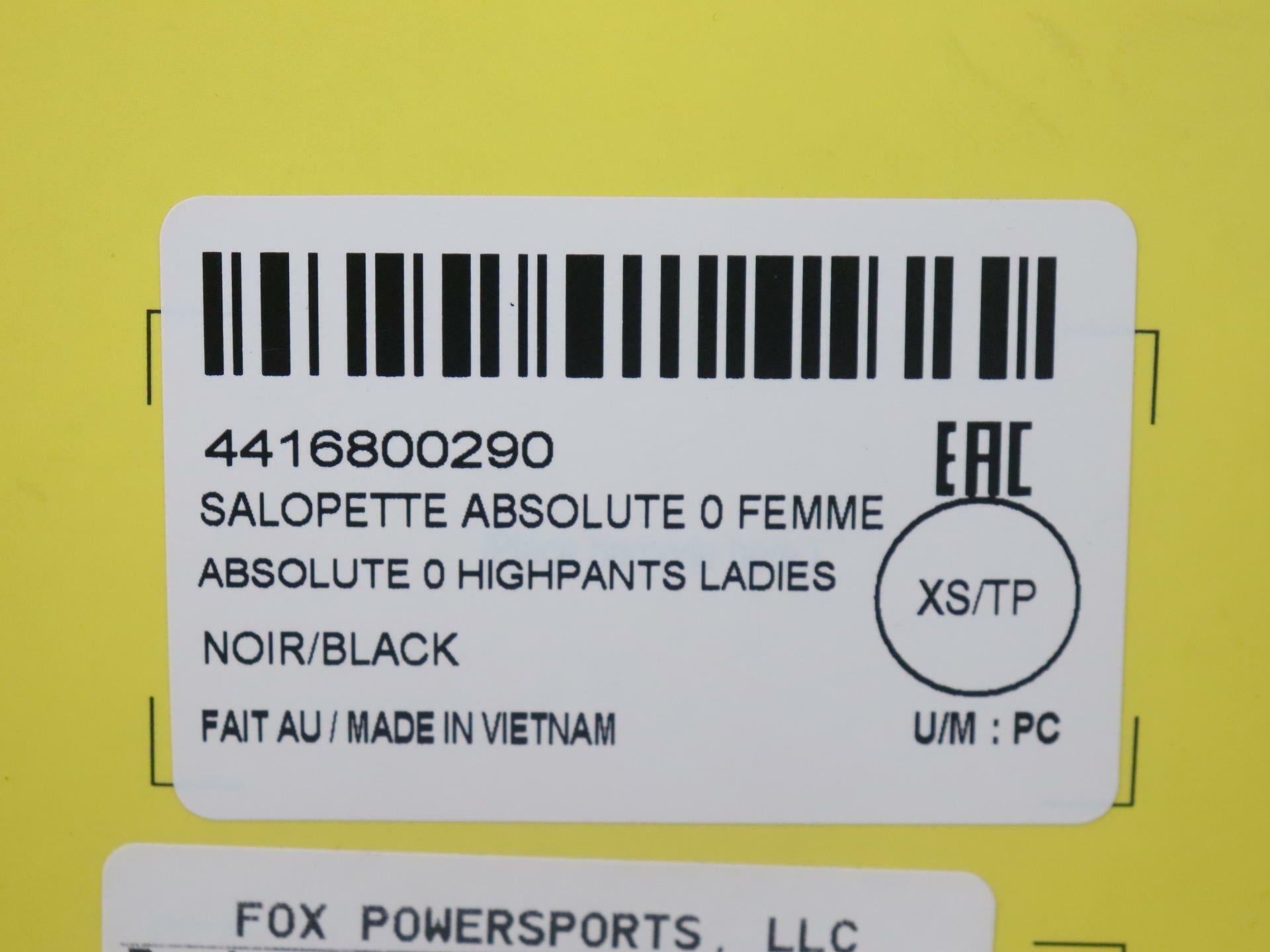 Ski-Doo Bib Absolute 0 Highpants Black - WOMENS XS - 4416800290 - Open Box