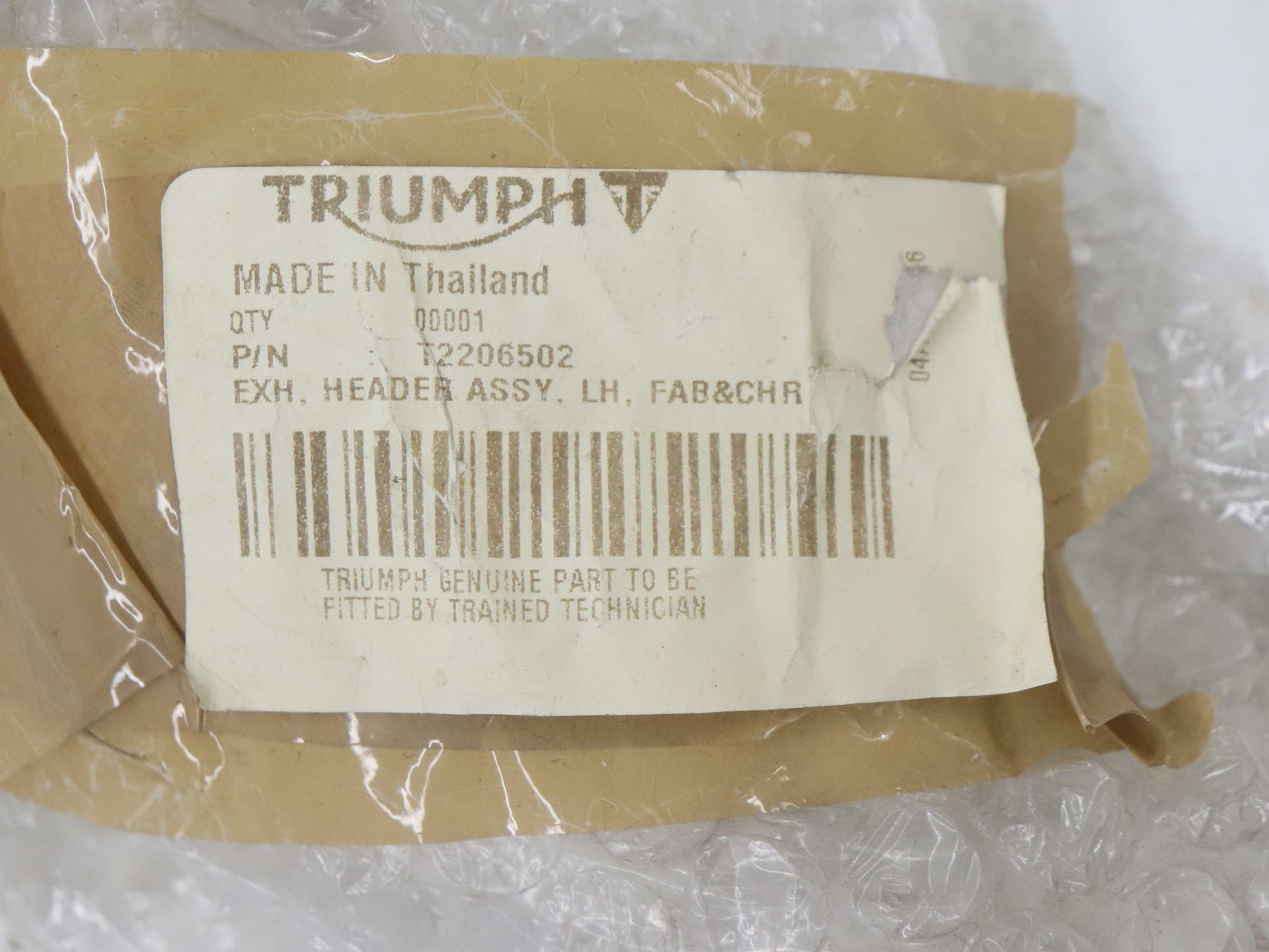 OPEN BOX - OEM Triumph LEFT Exhaust Header Pipe CHROME - T2206502