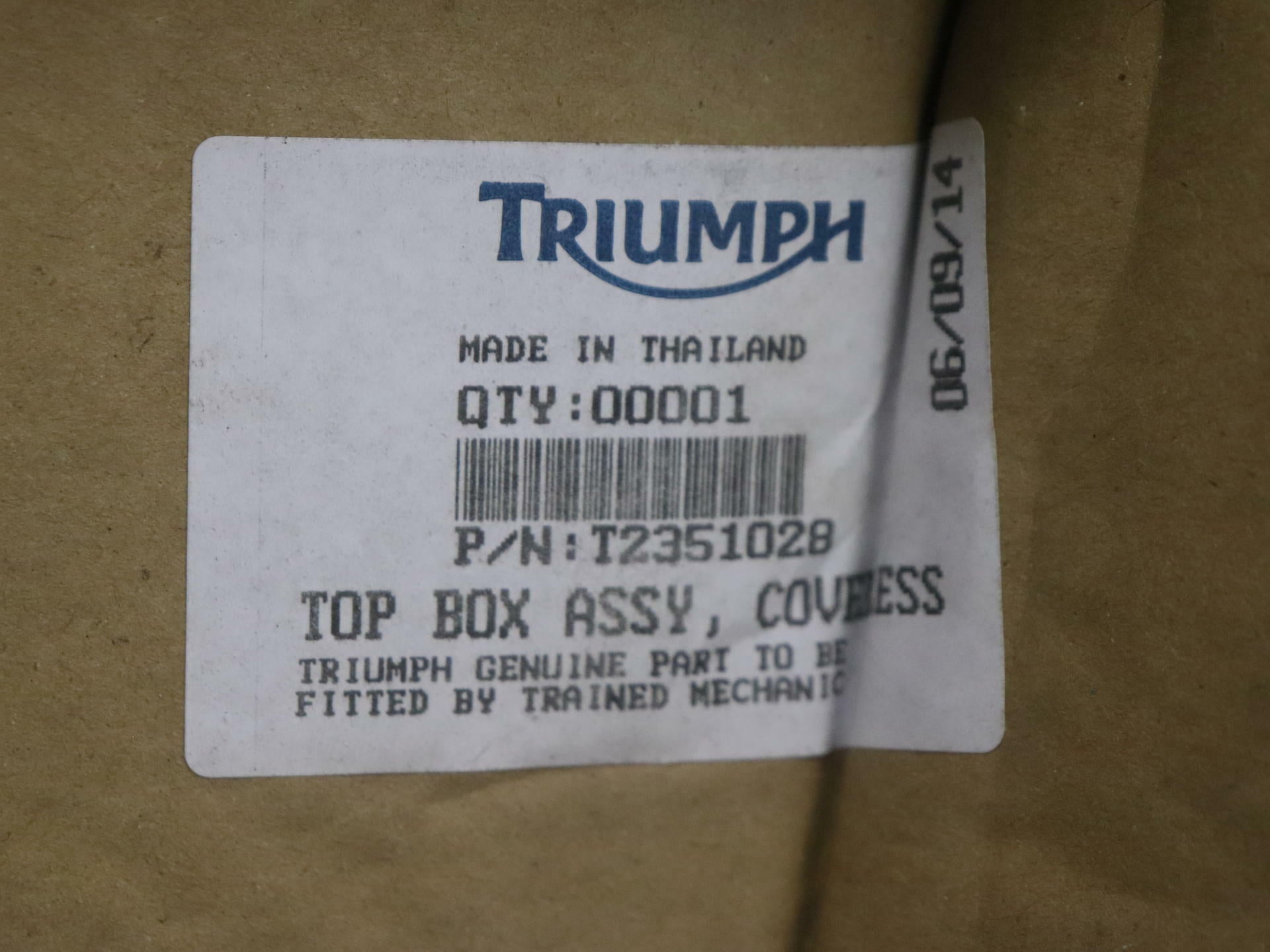OEM Triumph Coverless Top Box Storage Assy T2351028 Motorcycle Luggage - Open Box