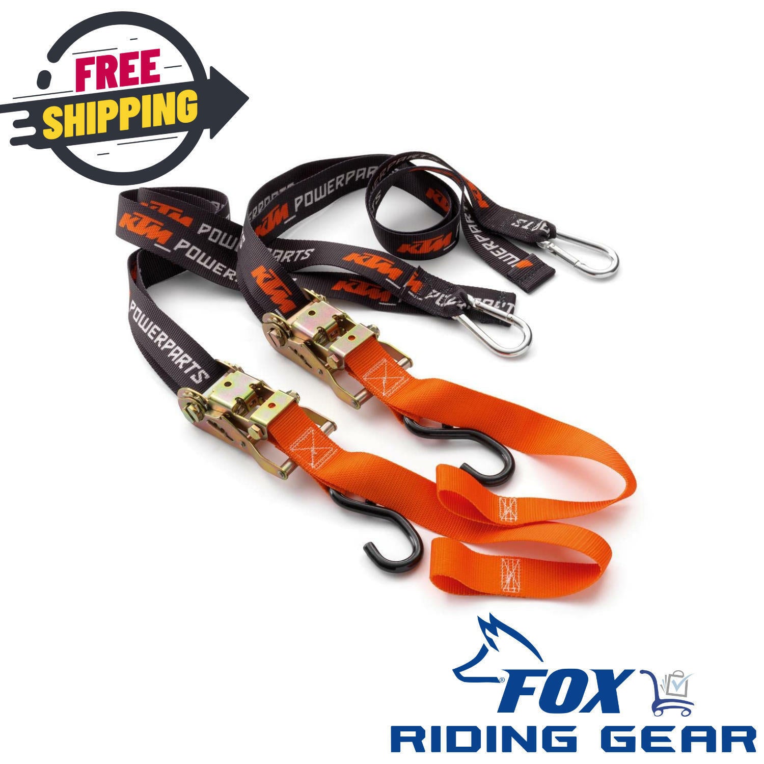 OEM KTM Soft Tie Down Ratchet Strap Set with Ratchet - U6910048 - Open Box