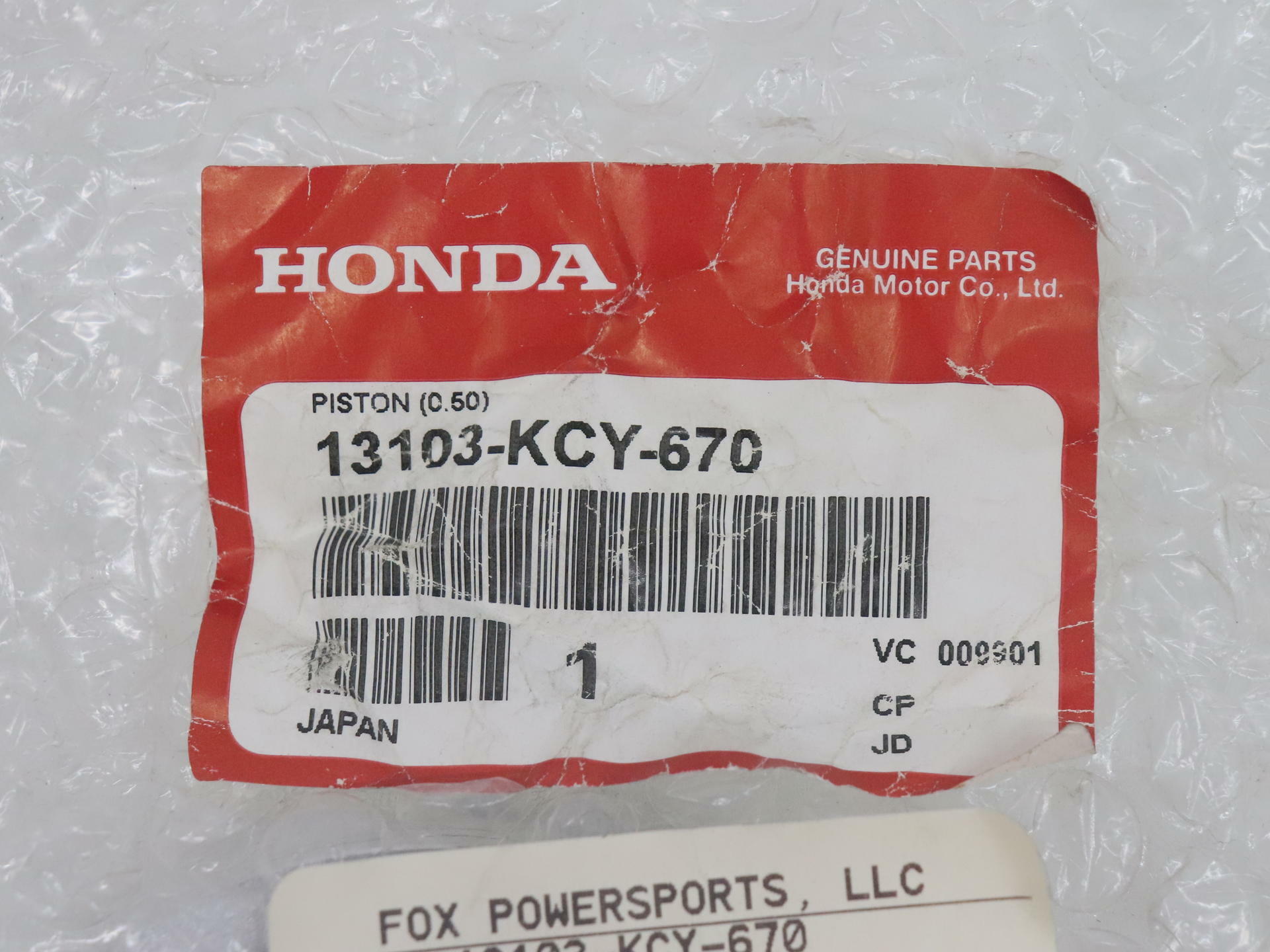 OPEN BOX - OEM Honda Piston +0.50mm OVERSIZED - 96-04 XR400R - 13103-KCY-670