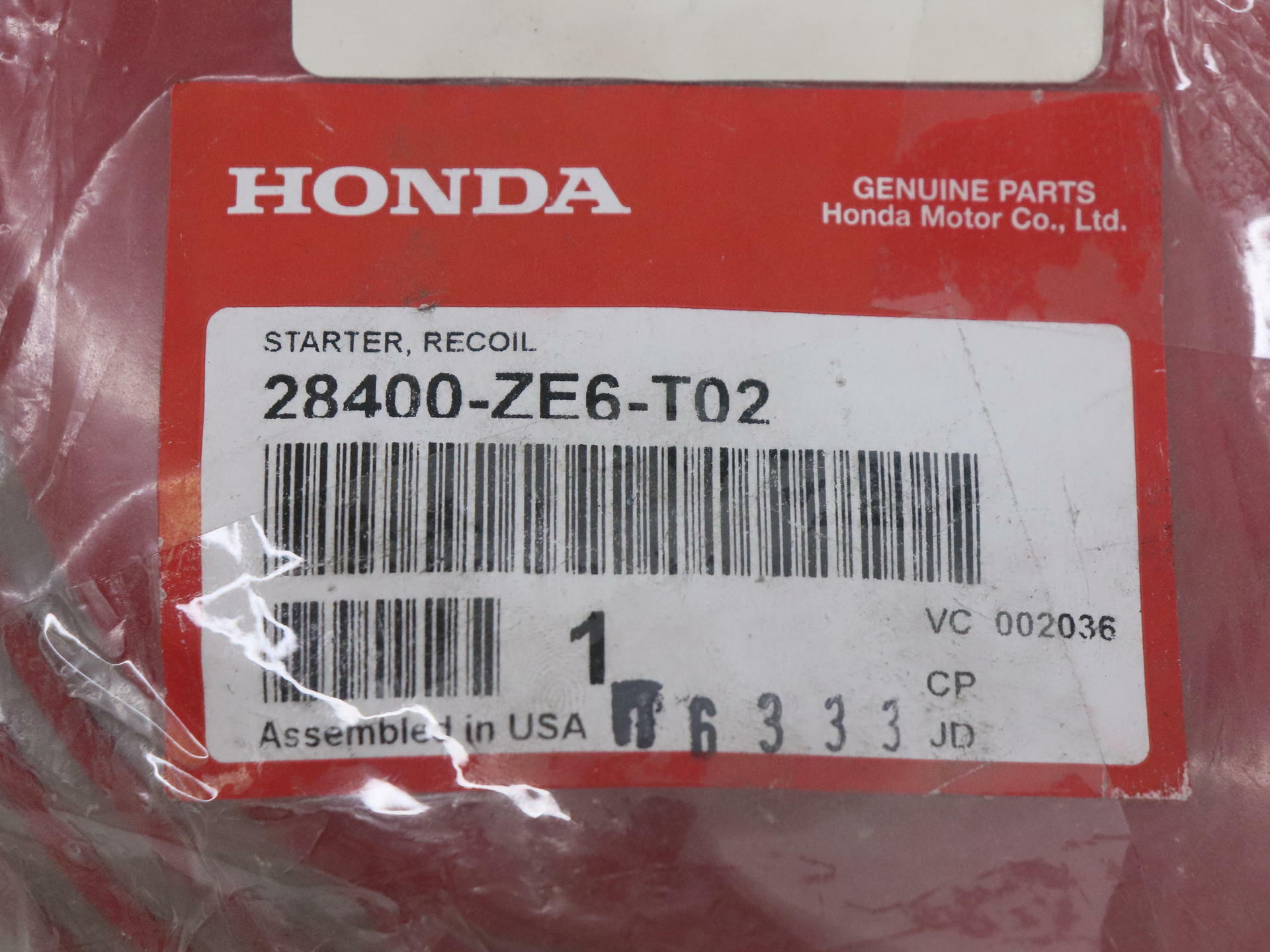 OPEN BOX - OEM Honda Starter Pull Start Recoil Assy - HR195 215 - 28400-ZE6-T02