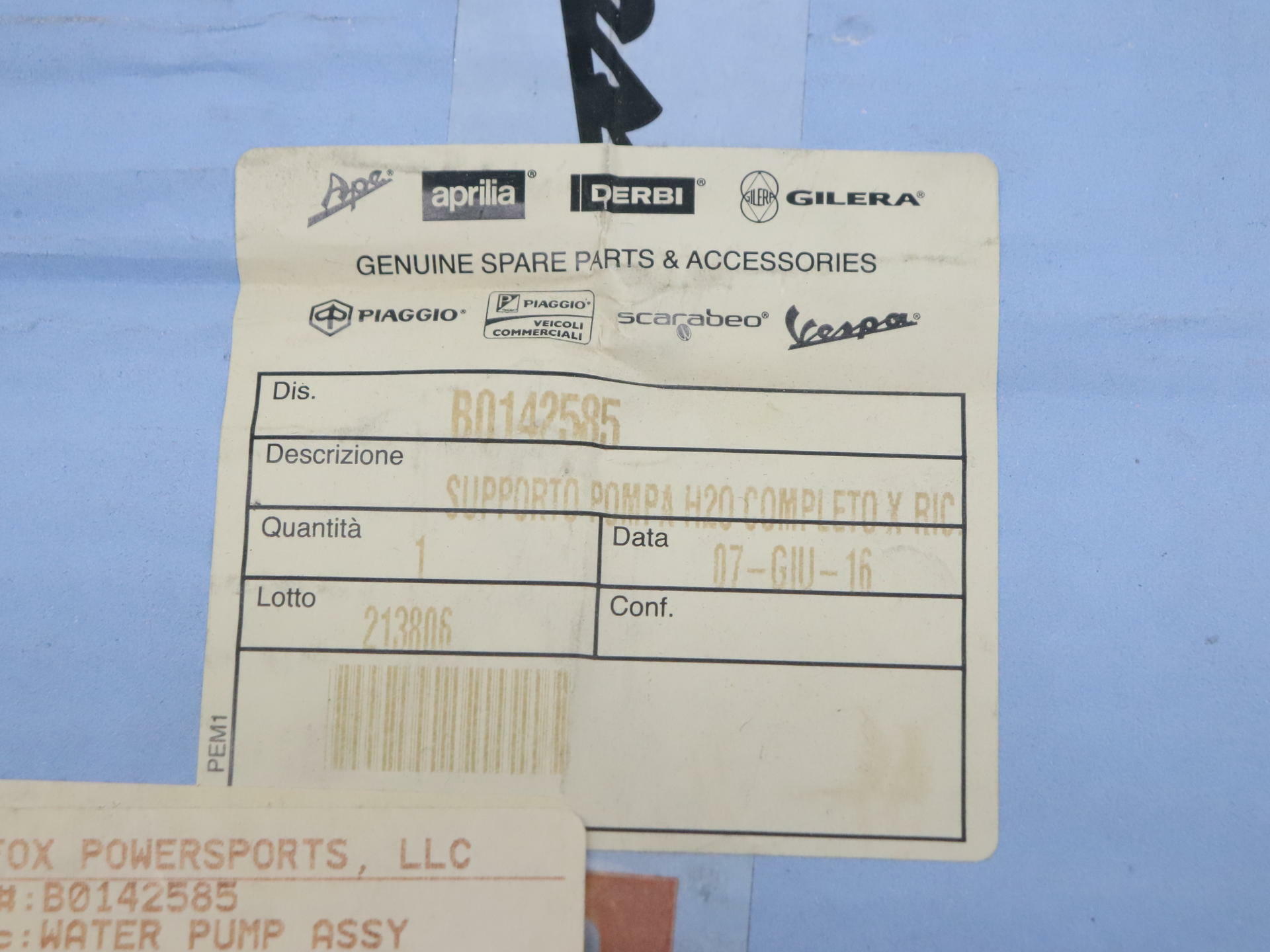 OPEN BOX - OEM Aprilia Water Pump Assy - Caponord Dorsoduro Shiver - B0142585