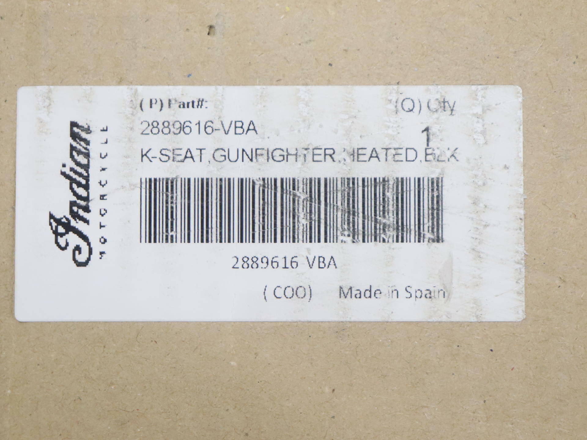 Indian OEM Heated Gunfighter Seat Standard Reach 2889616-VBA - Open Box