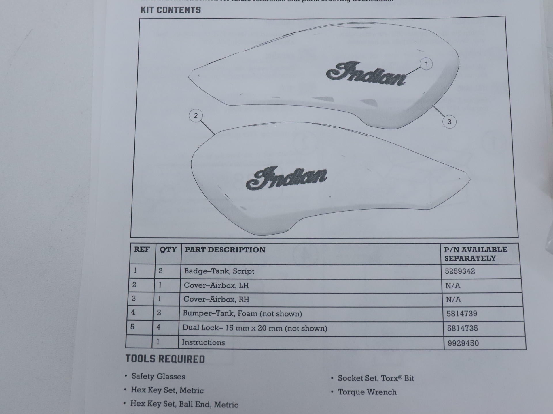 Indian FTR1200 Tank Cover Gloss Pearl White 19-24 OEM 2884143-1807 - Open Box