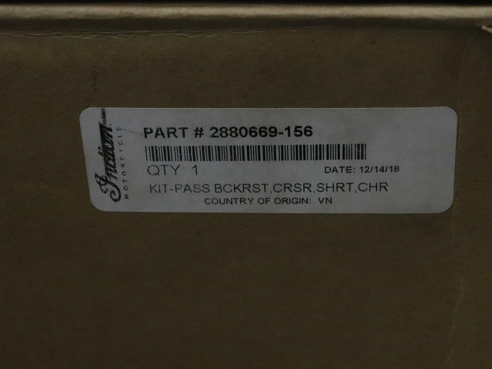 Indian OEM Quick Release 12in Chrome Sissy Bar 2880669-156 - Open Box