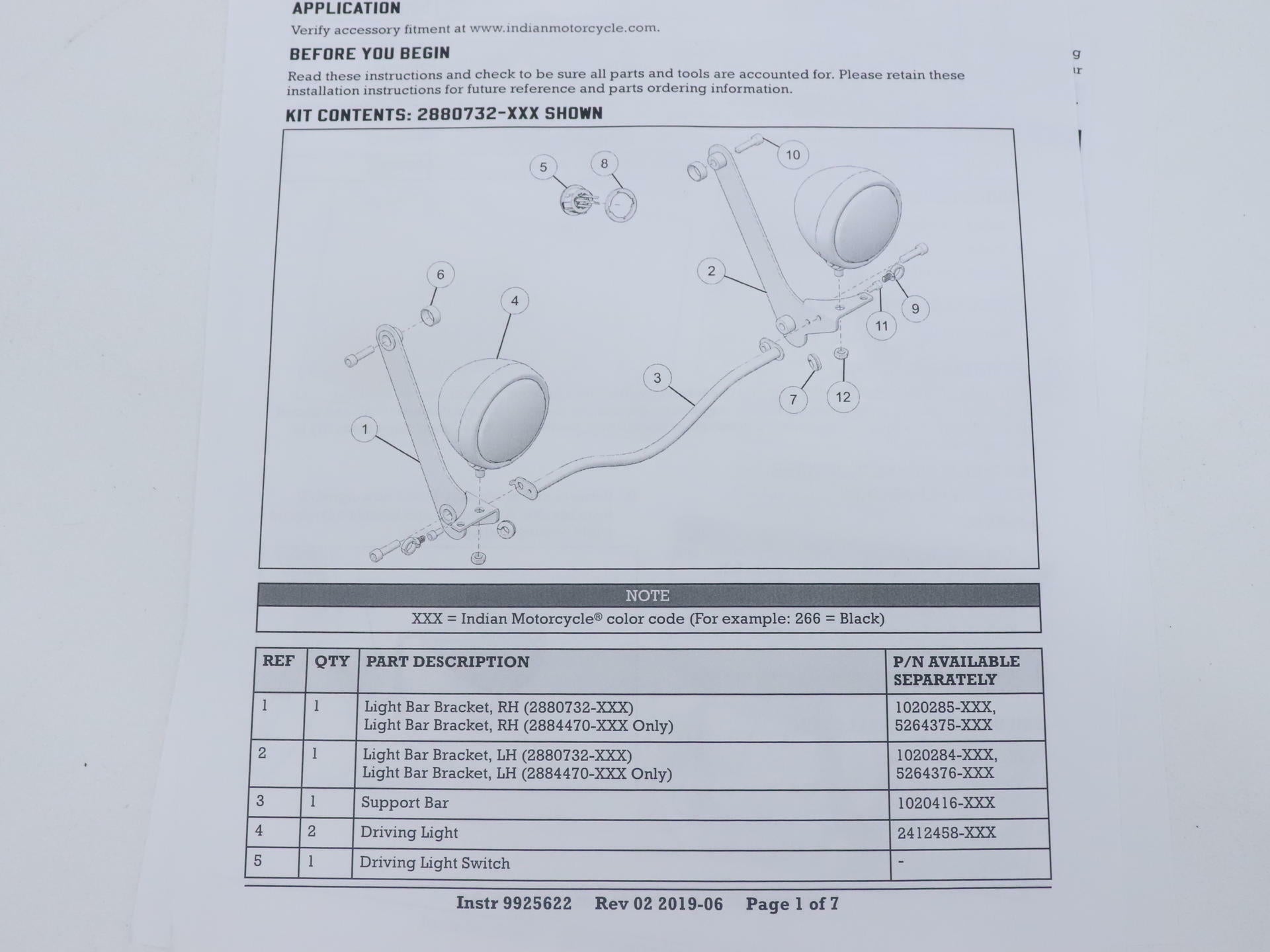 OPEN BOX - OEM Indian Driving Light Kit Black - Springfield - 2884470-266